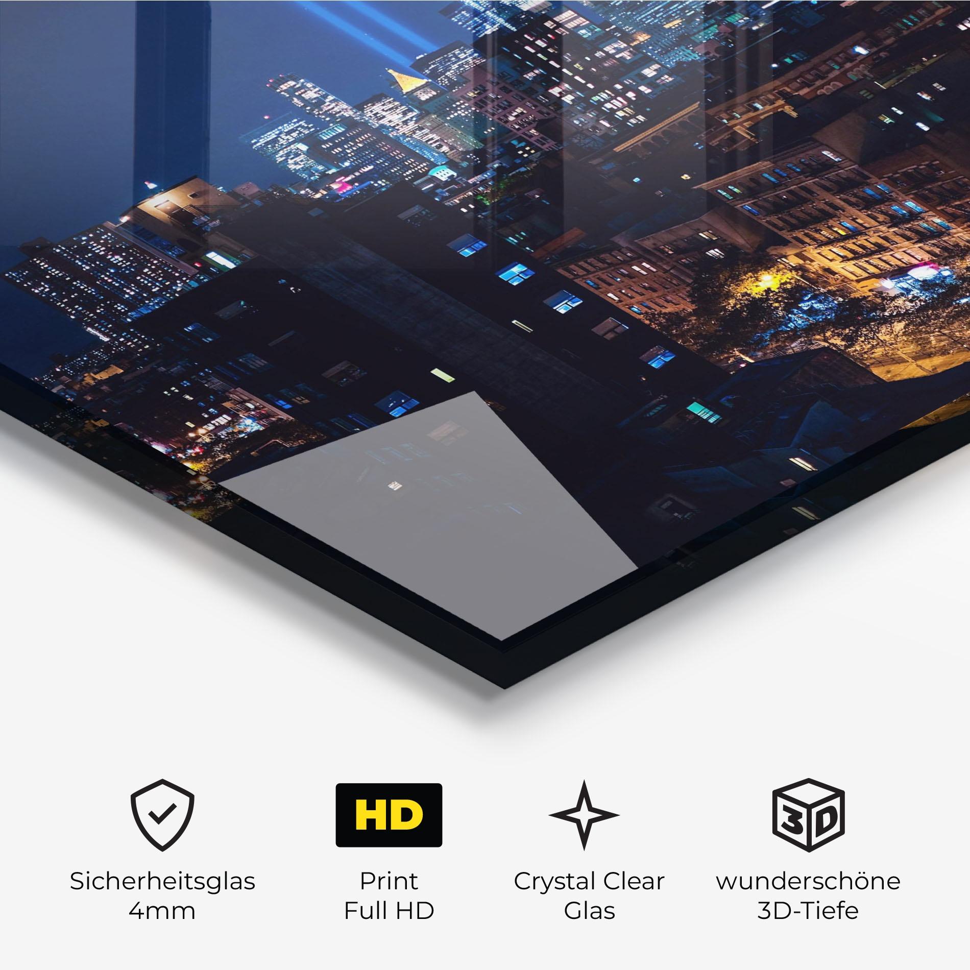 Glasbild Blue Light City mockup 3