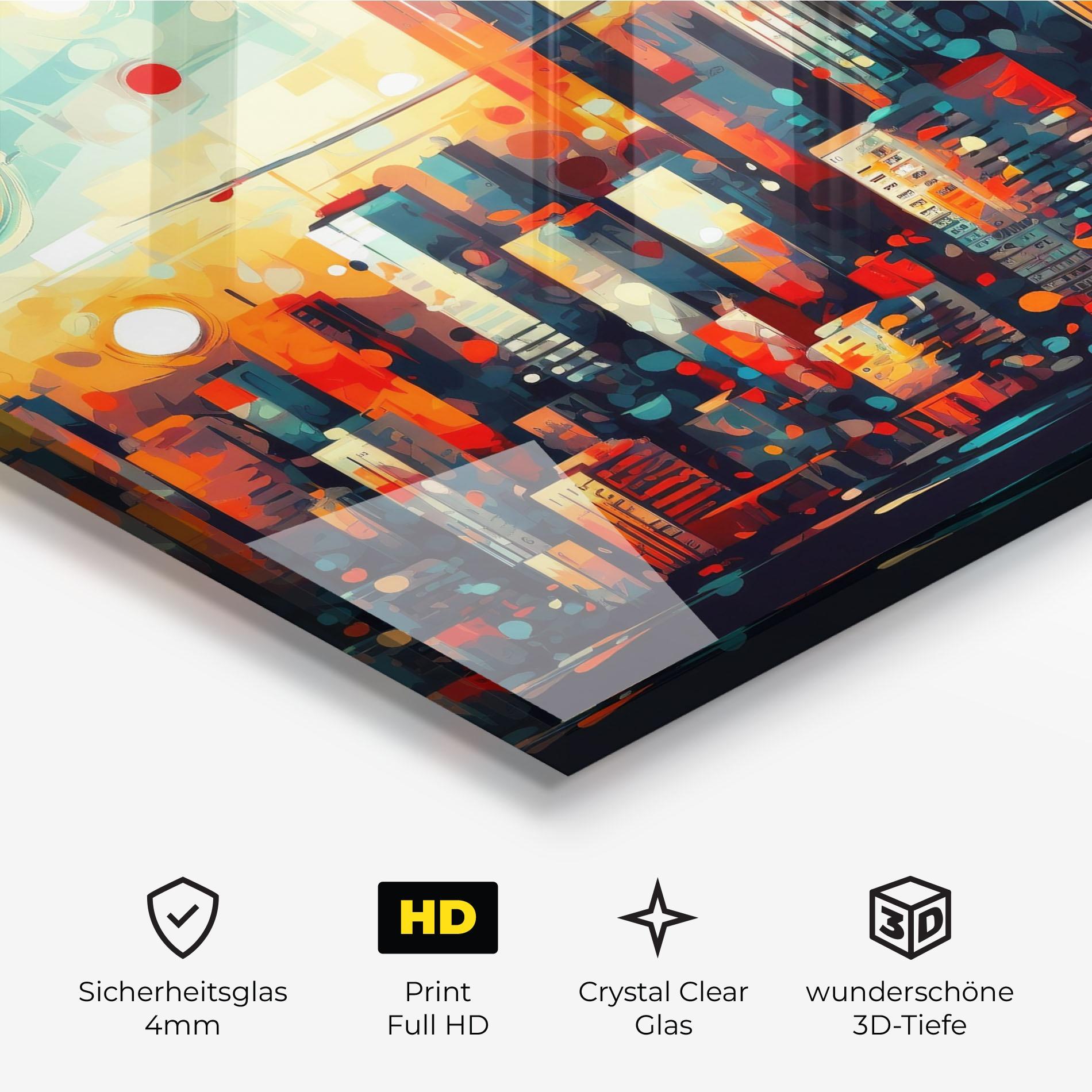 Glasbild Colorful City Painting mockup 3