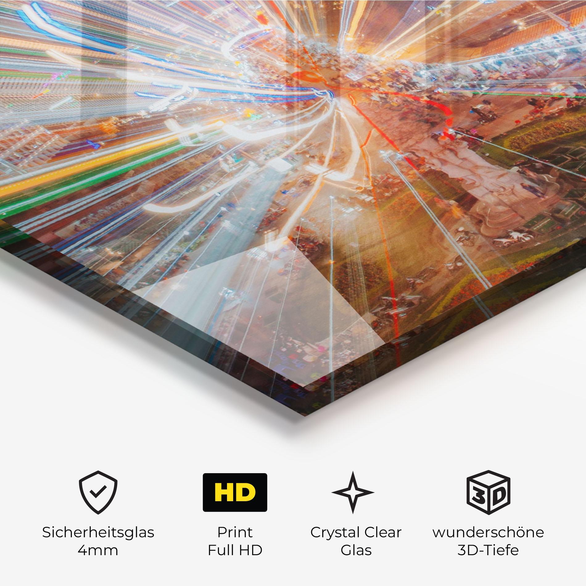 Glasbild Colorful Light City mockup 3