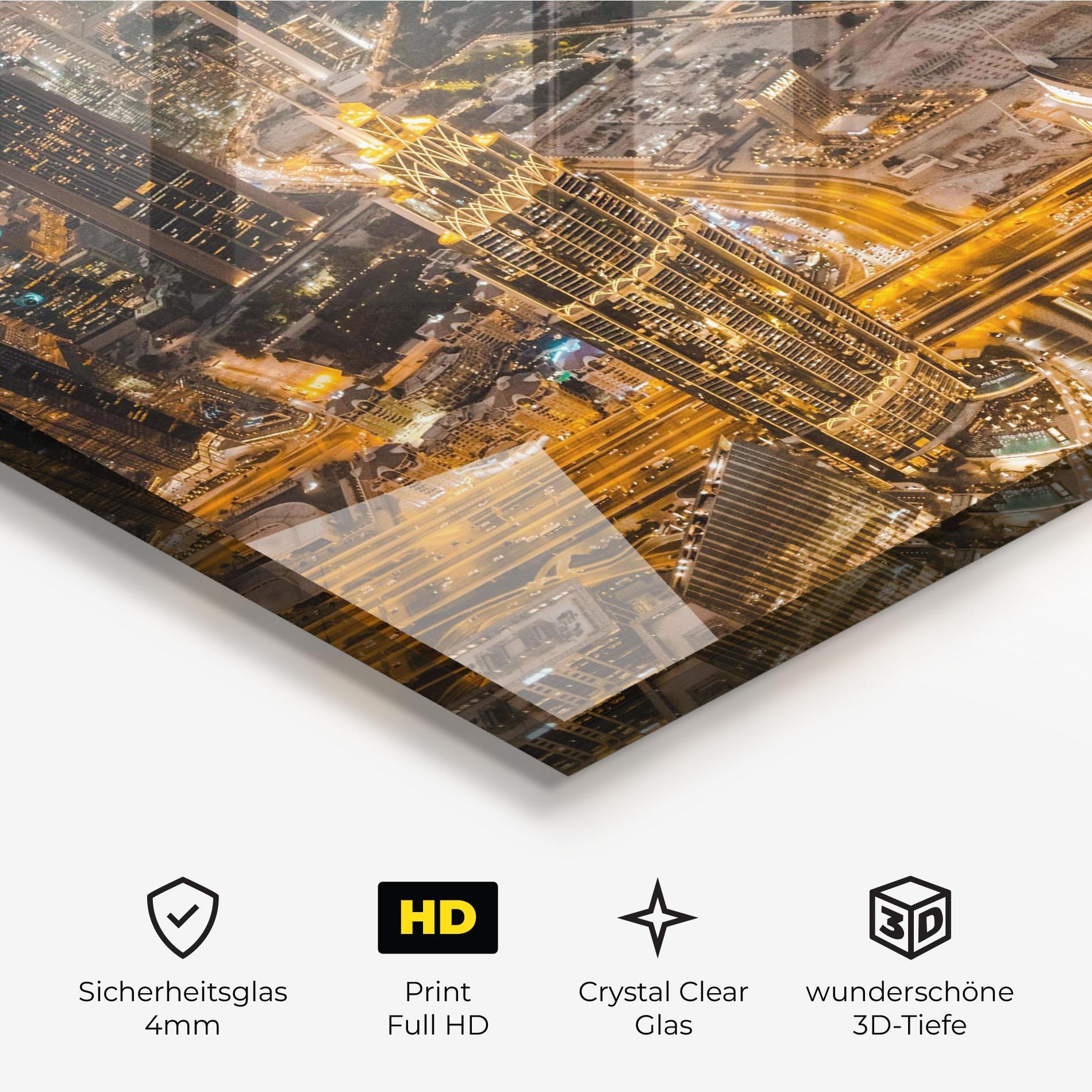 Glasbild Dubai Lights mockup 3