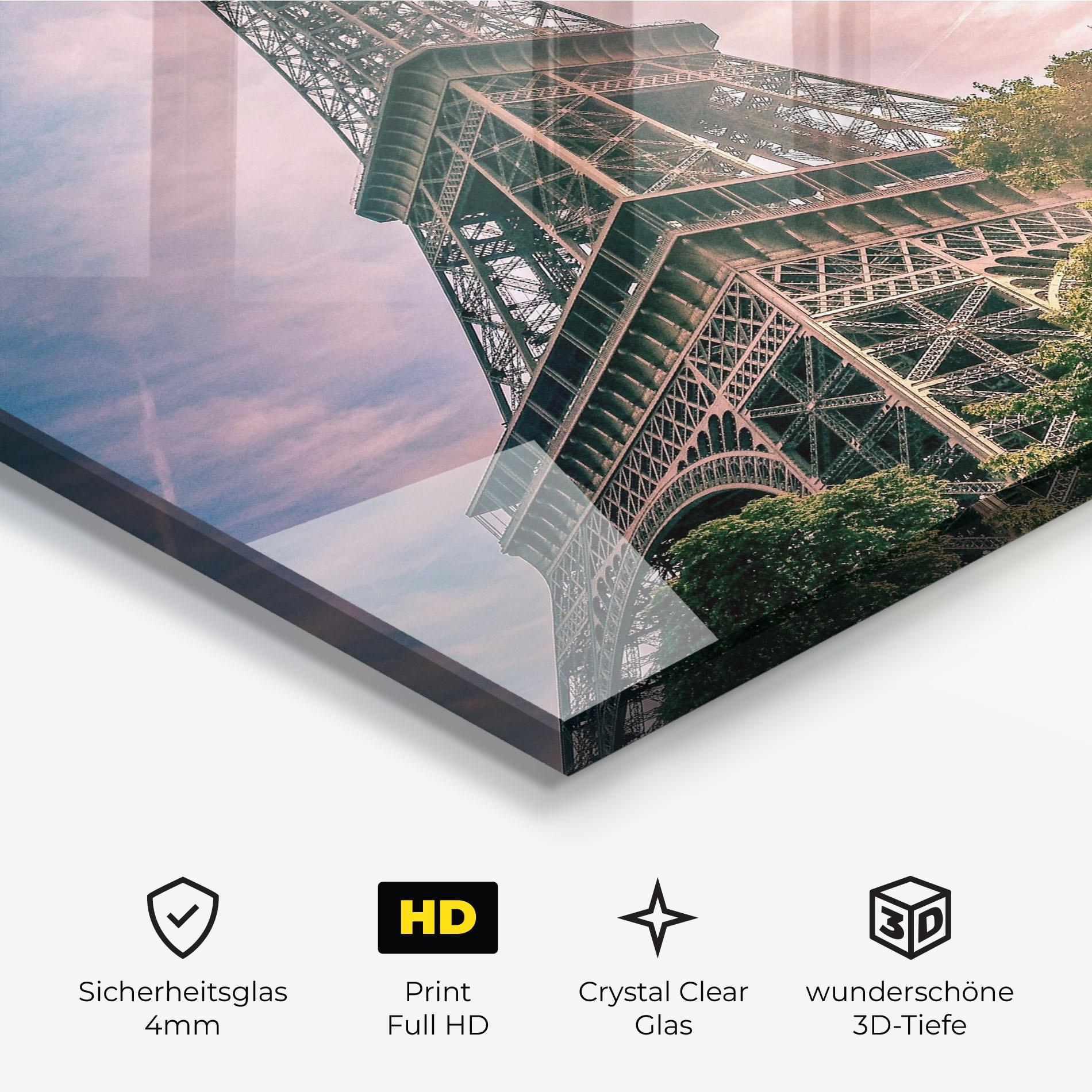 Glasbild Eiffel Under Pink Sky mockup 3