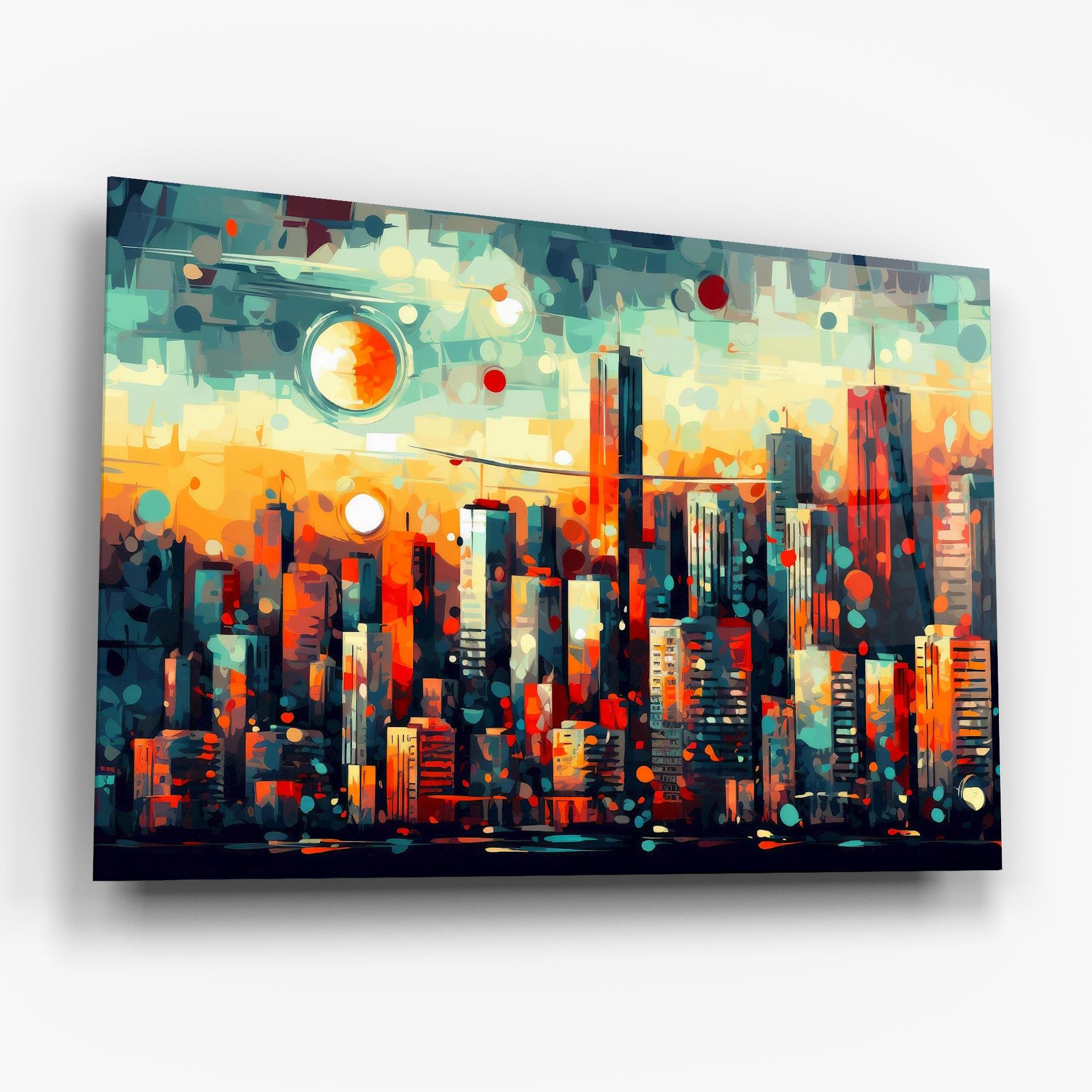 Glasbild Colorful City Painting mockup 6