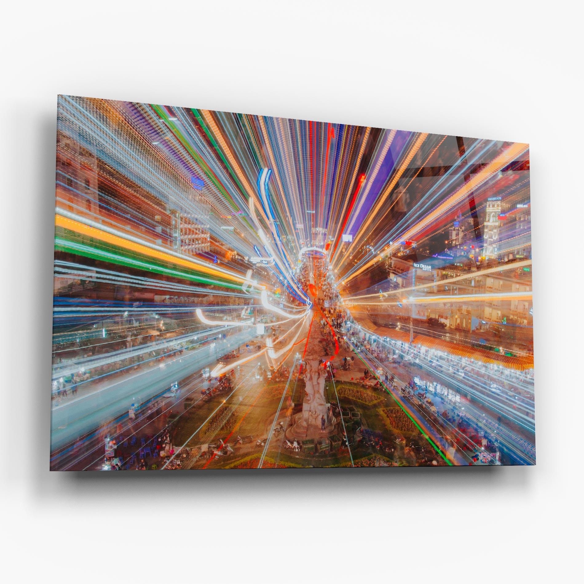 Glasbild Colorful Light City mockup 6