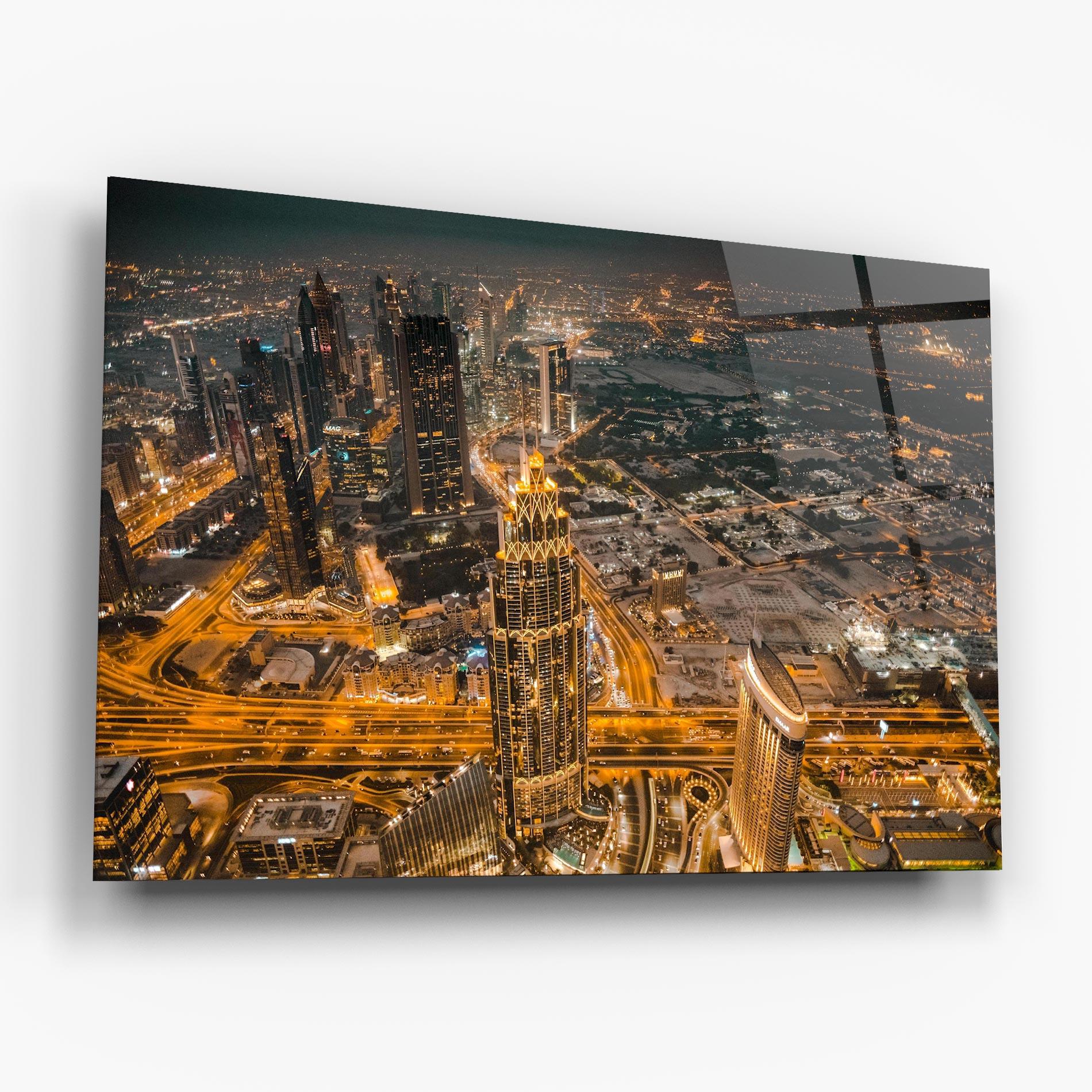Glasbild Dubai Lights mockup 6