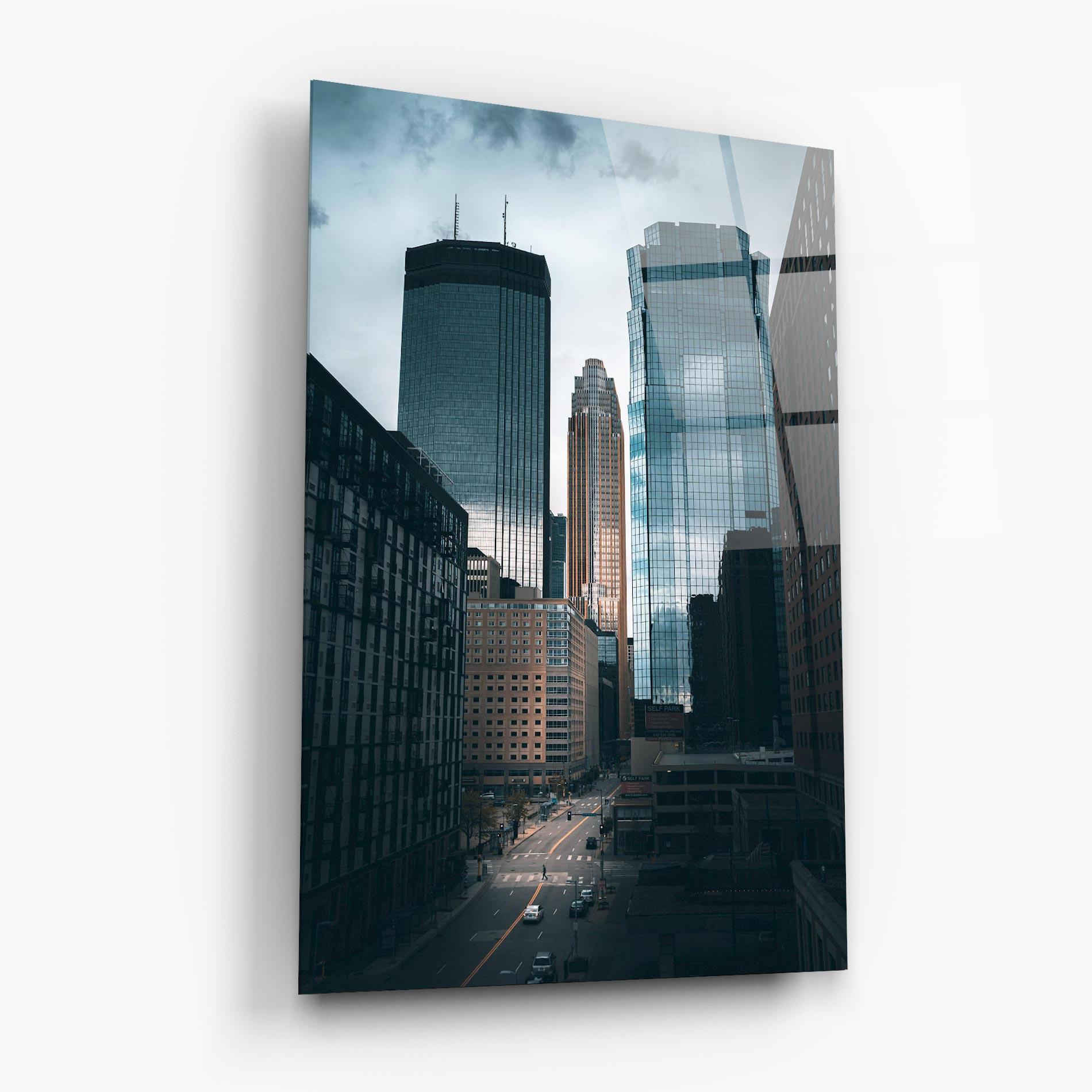 Glasbild Big Blue Building mockup 6