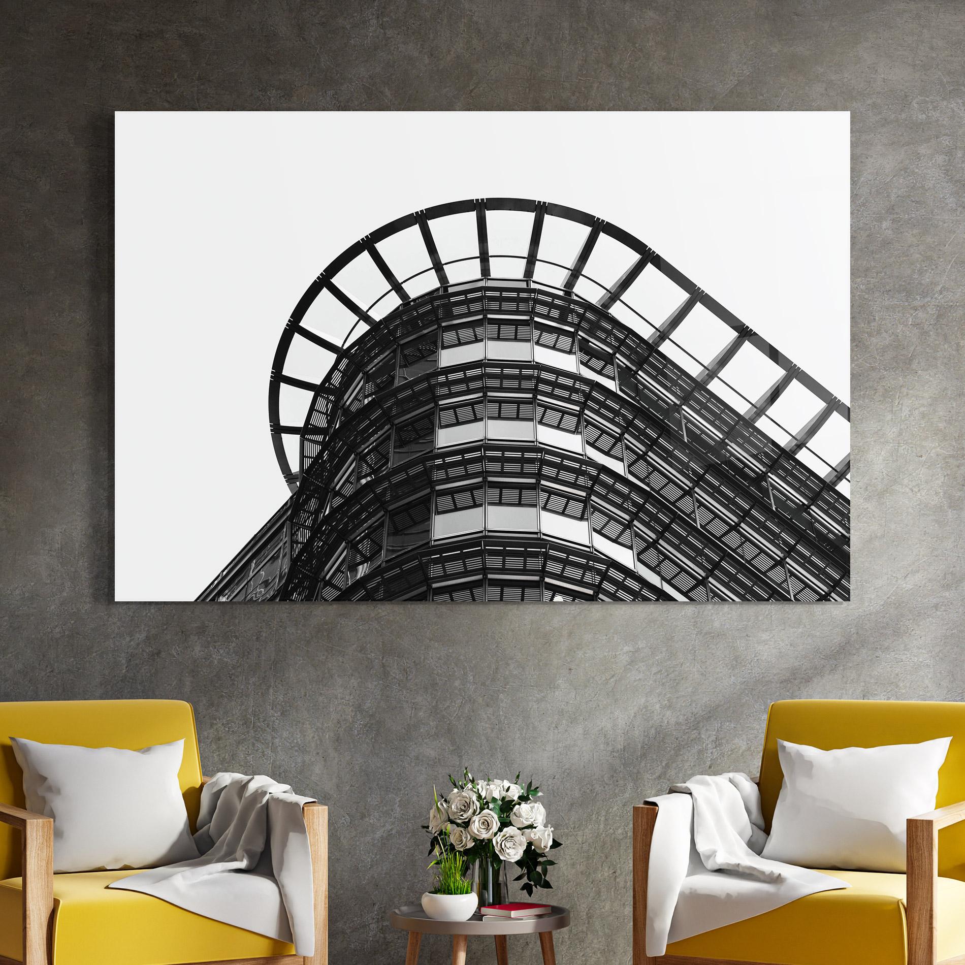 Glasbild Circle Grey Tower mockup 4