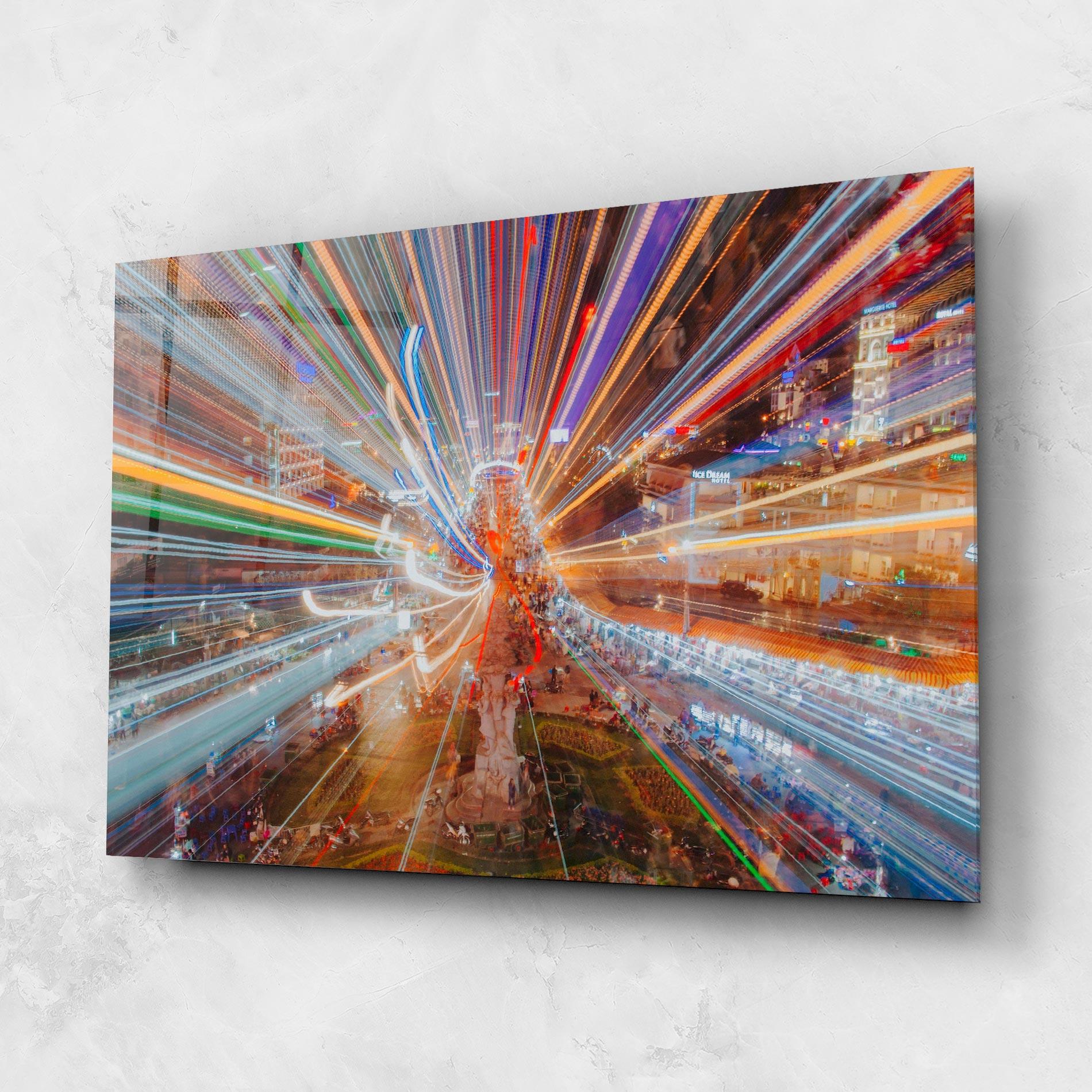 Glasbild Colorful Light City mockup 1