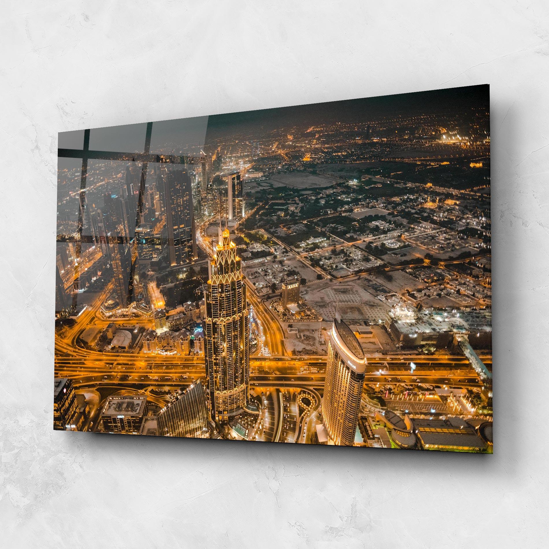 Glasbild Dubai Lights mockup 1