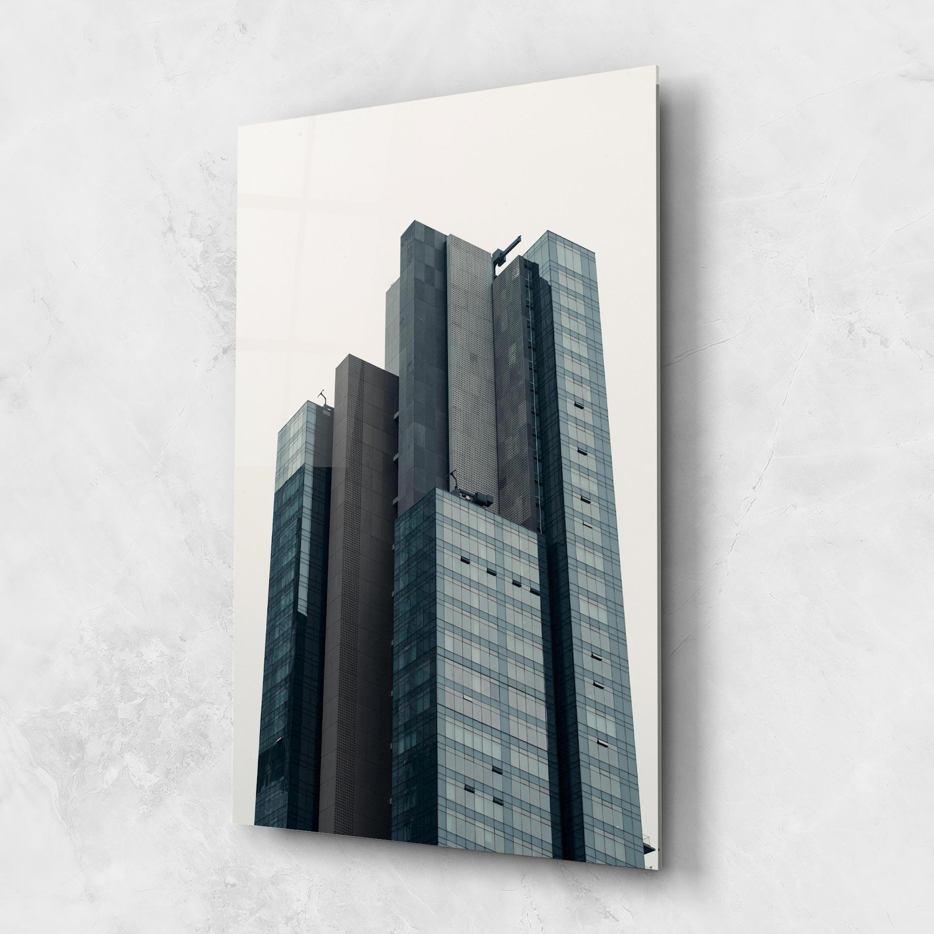 Glasbild Blue High Building mockup 1