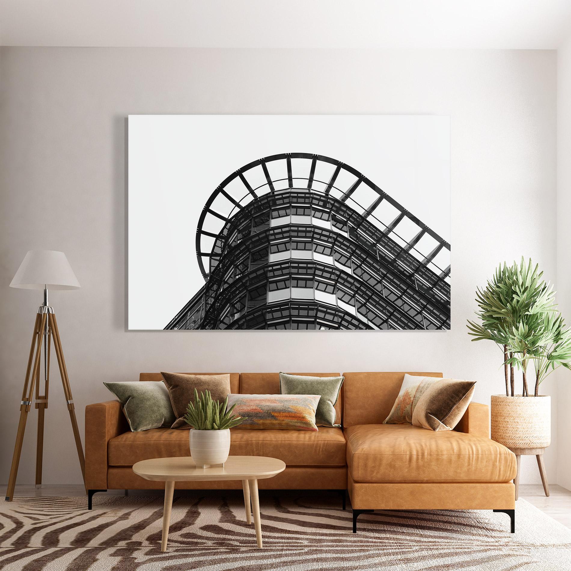 Glasbild Circle Grey Tower mockup 7