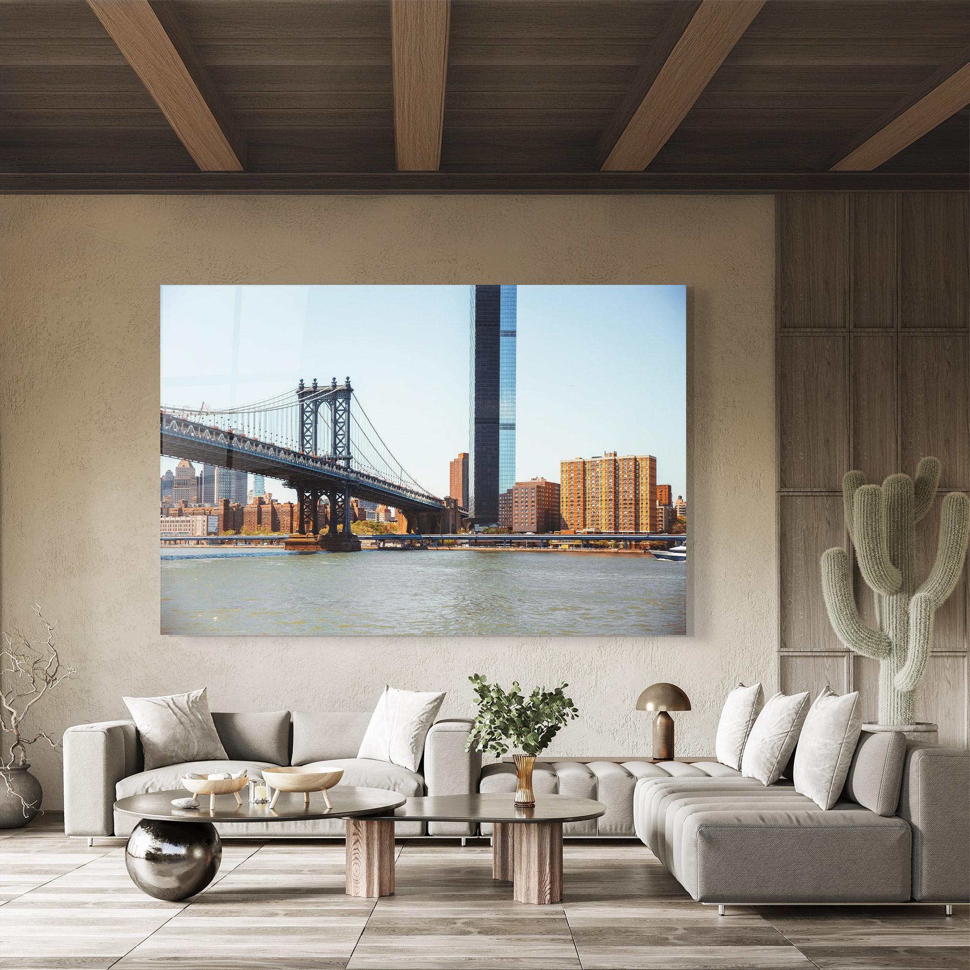 Glasbild Big City Bridge mockup 8