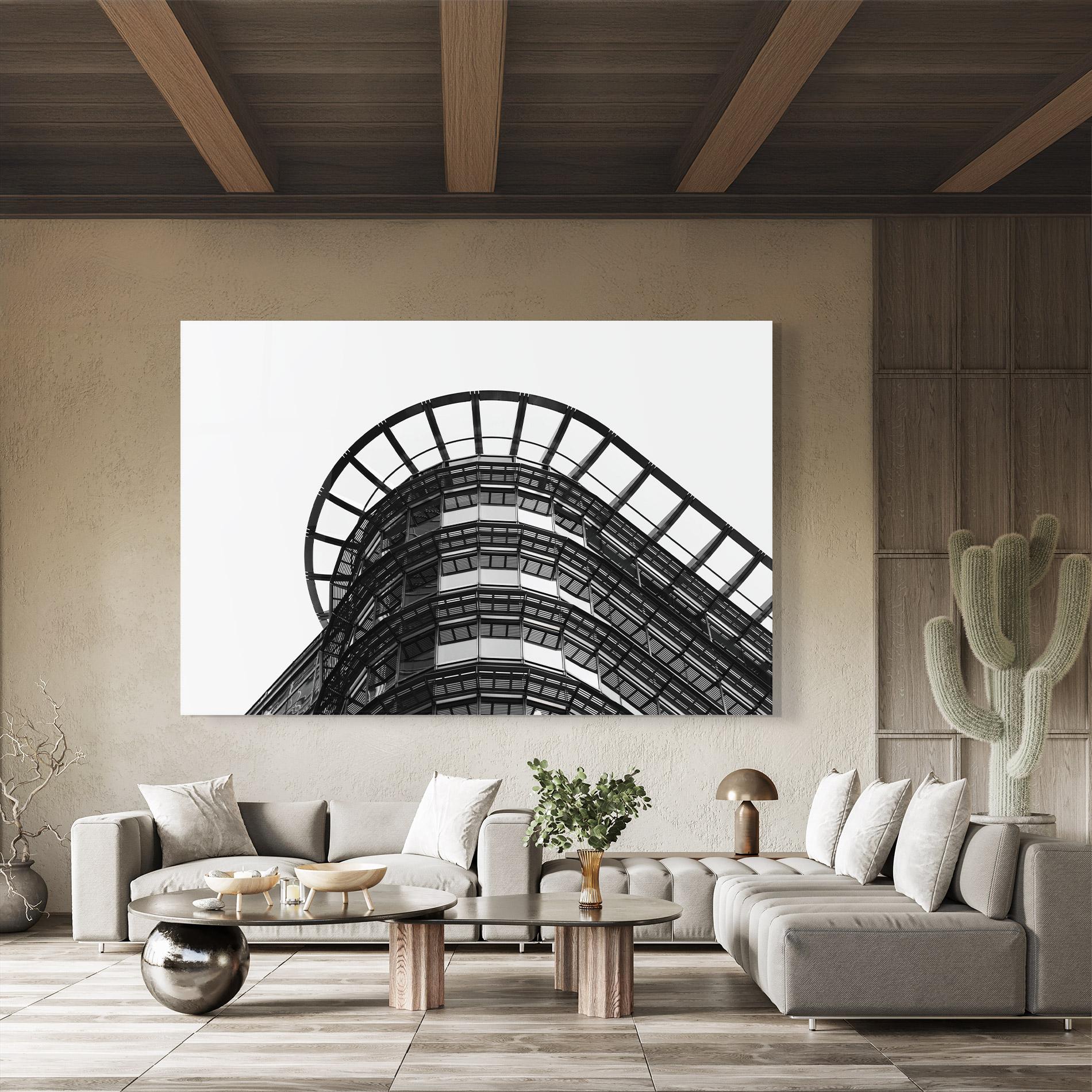 Glasbild Circle Grey Tower mockup 8