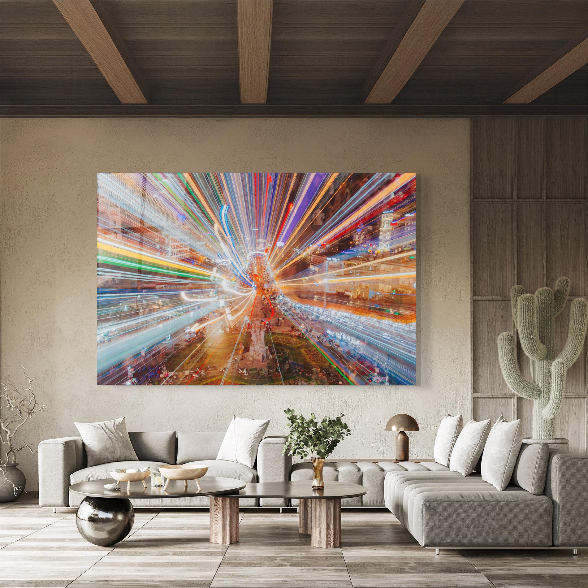 Glasbild Colorful Light City mockup 8