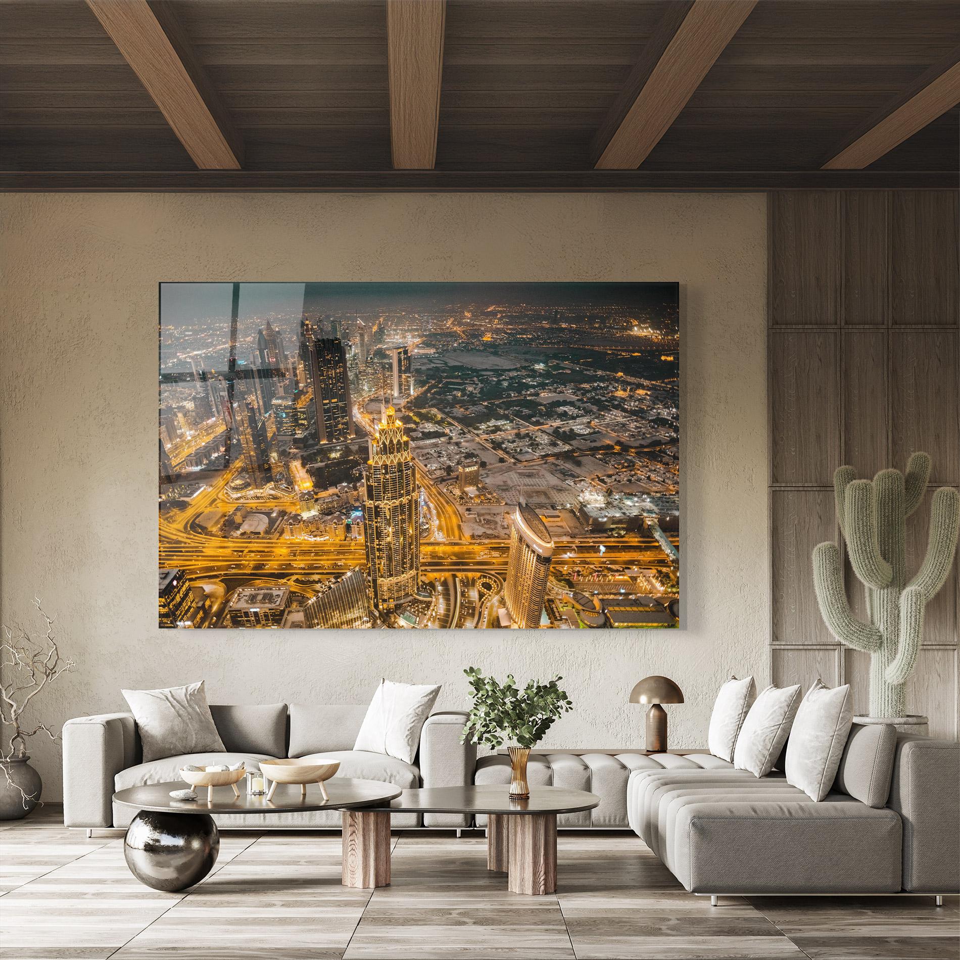 Glasbild Dubai Lights mockup 8
