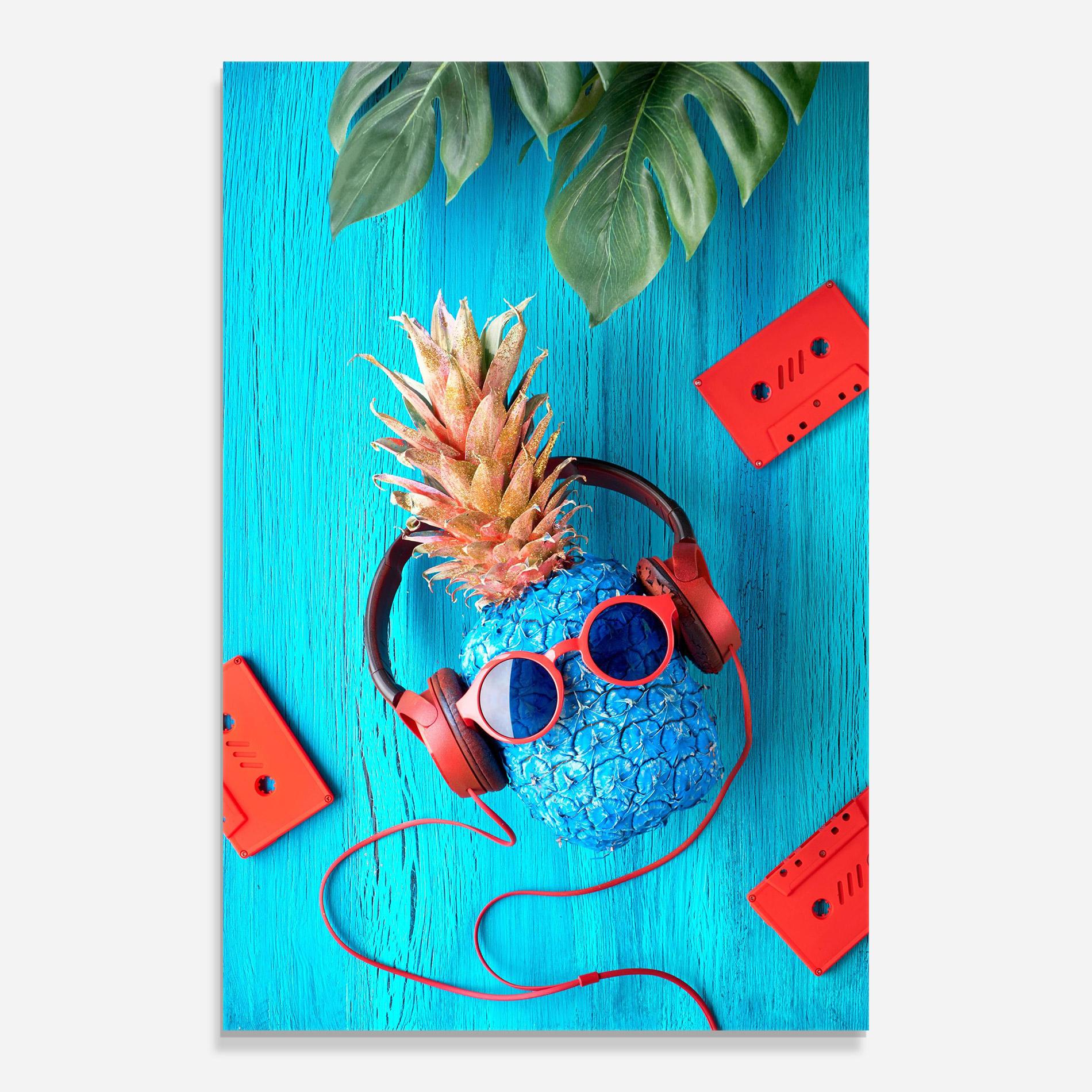 Glasbild Pineapple On Blue mockup 0