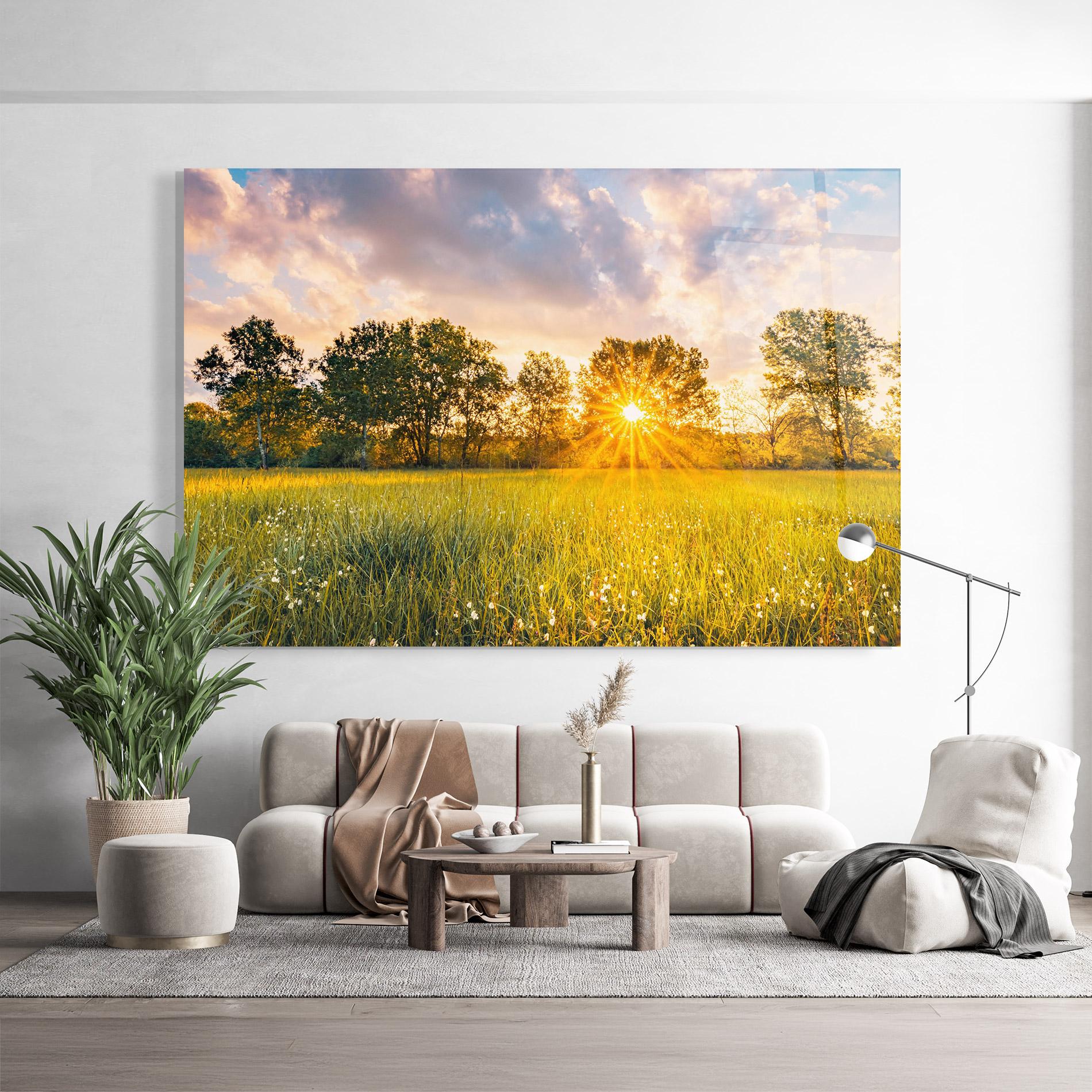 Glasbild Blossoming Meadow mockup 9