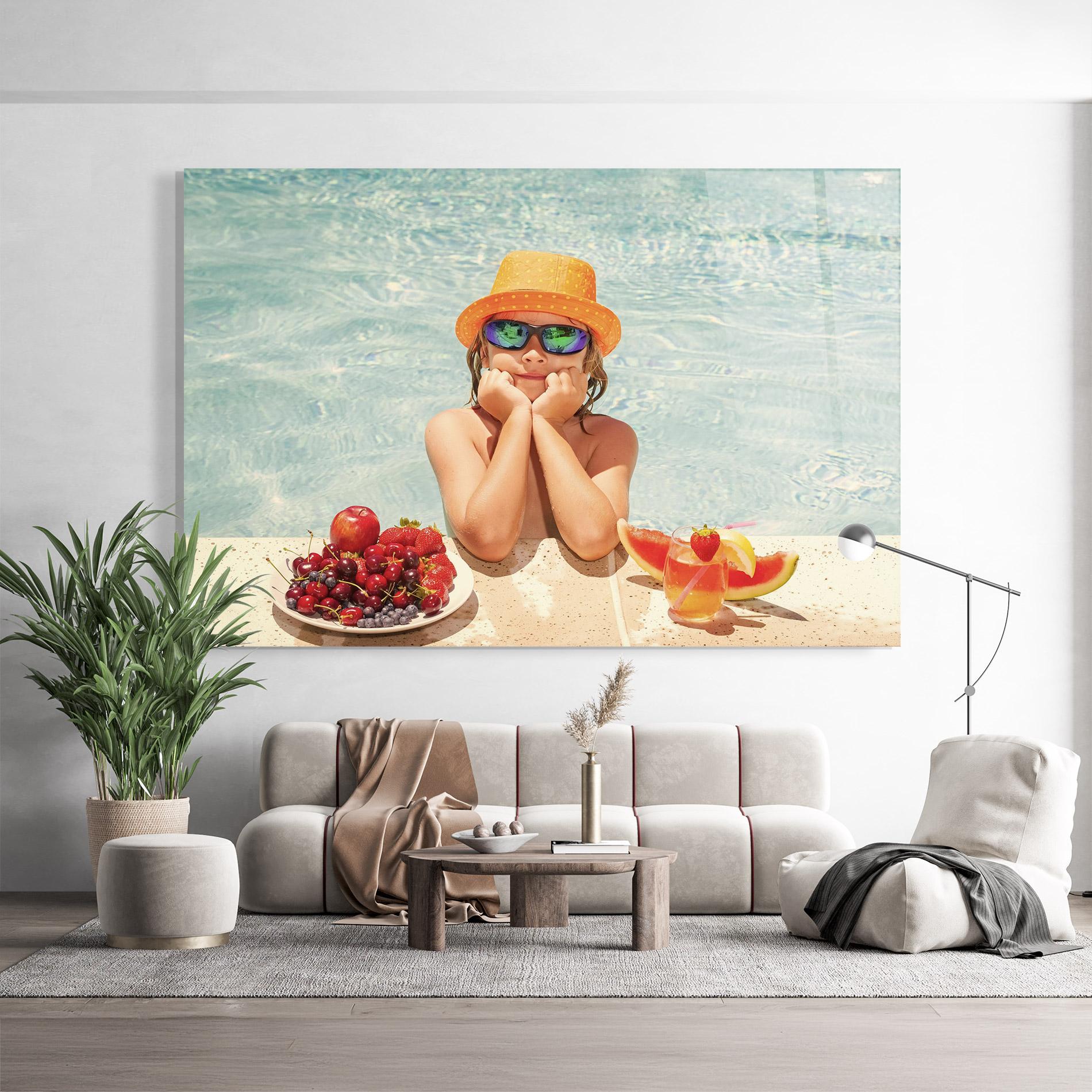 Glasbild Child Swimming mockup 9