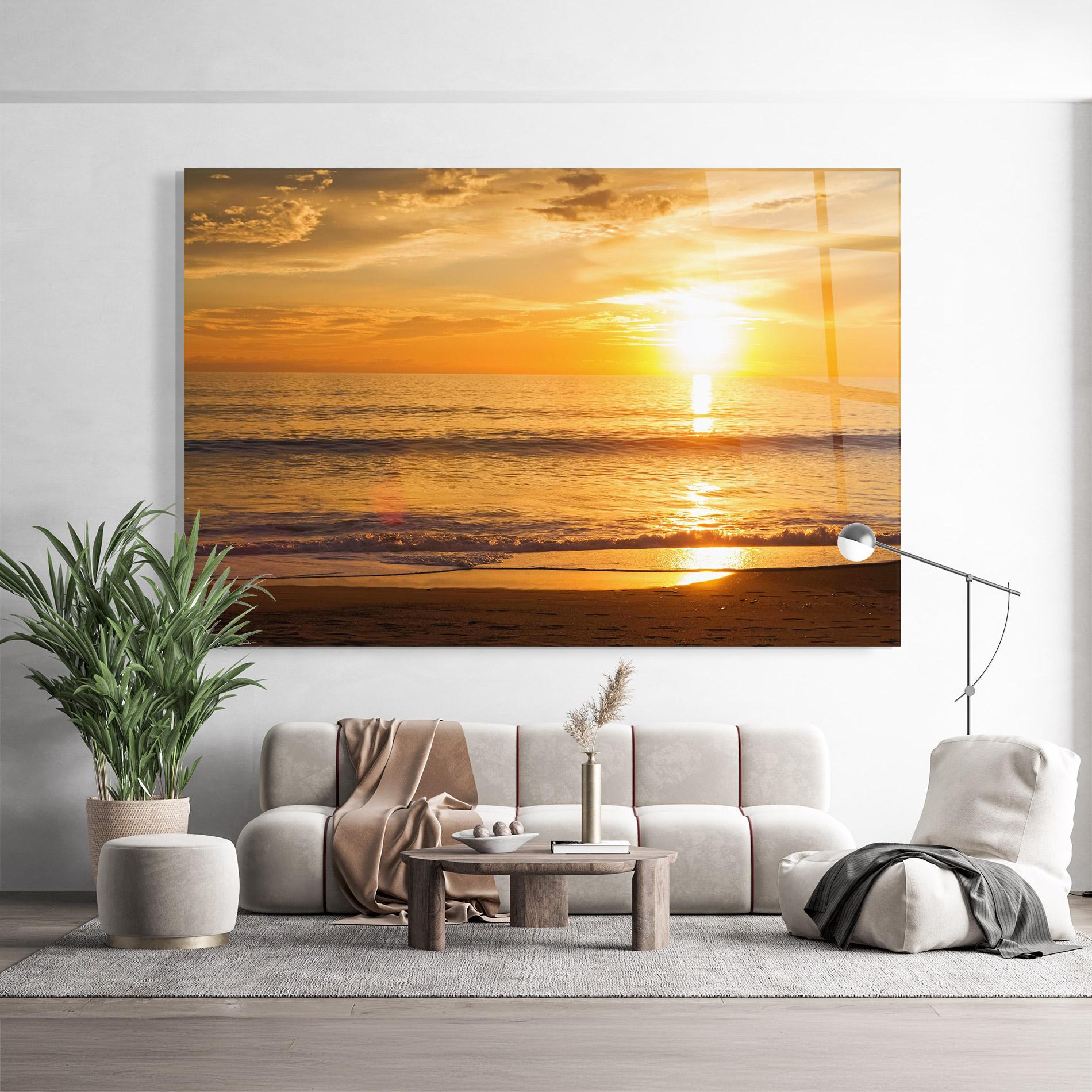 Glasbild Sunset Ocean Coast mockup 9