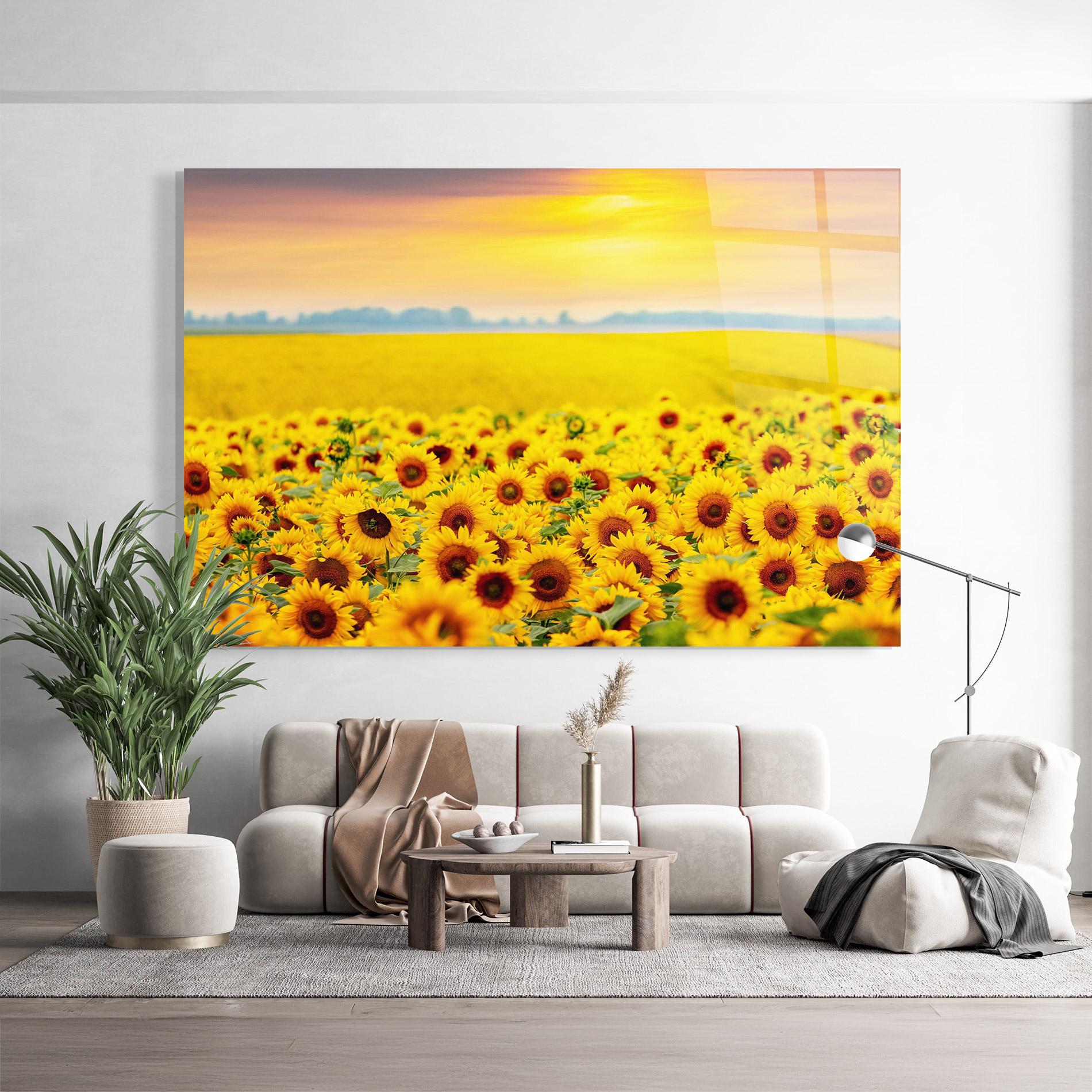 Glasbild Yellow Sunflowers mockup 9
