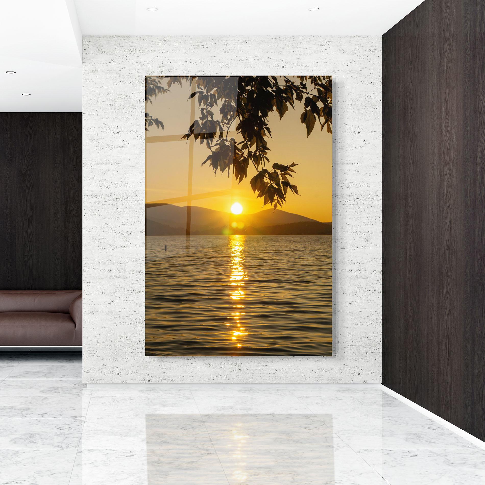 Glasbild Yellow Sunrise mockup 9