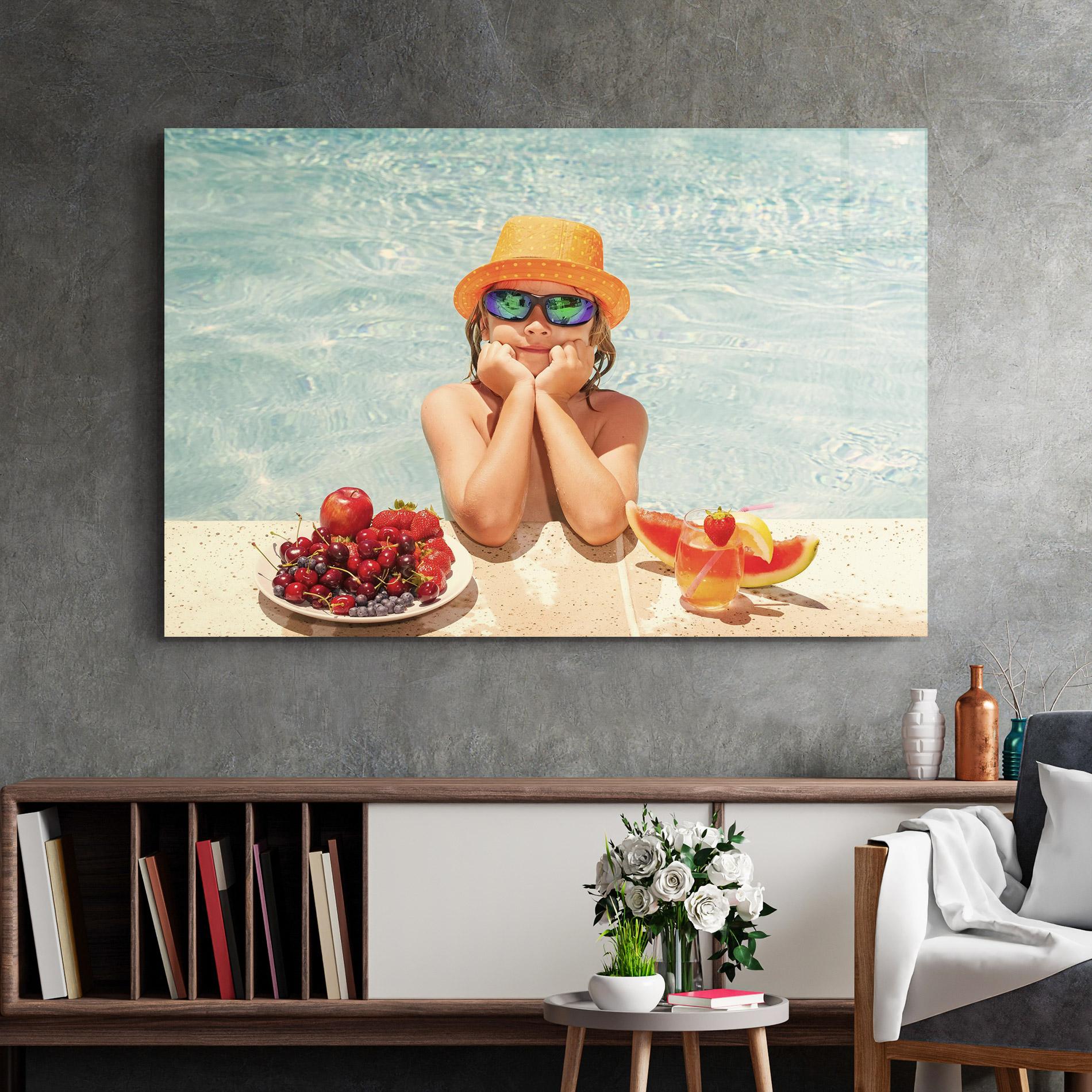 Glasbild Child Swimming mockup 2