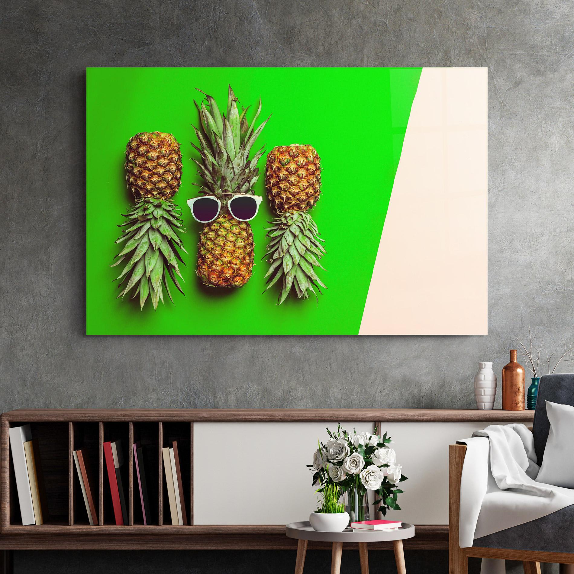 Glasbild Green Pineapple mockup 2
