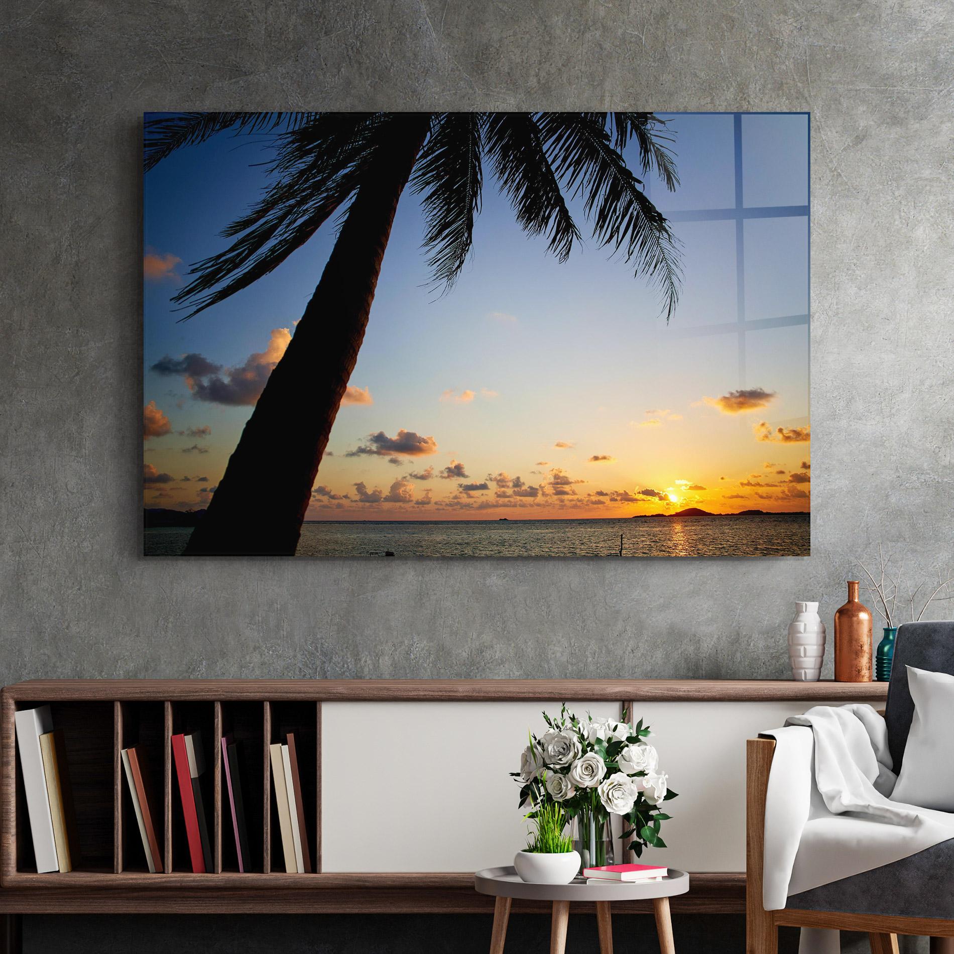 Glasbild Palm Tree Silhouette mockup 2