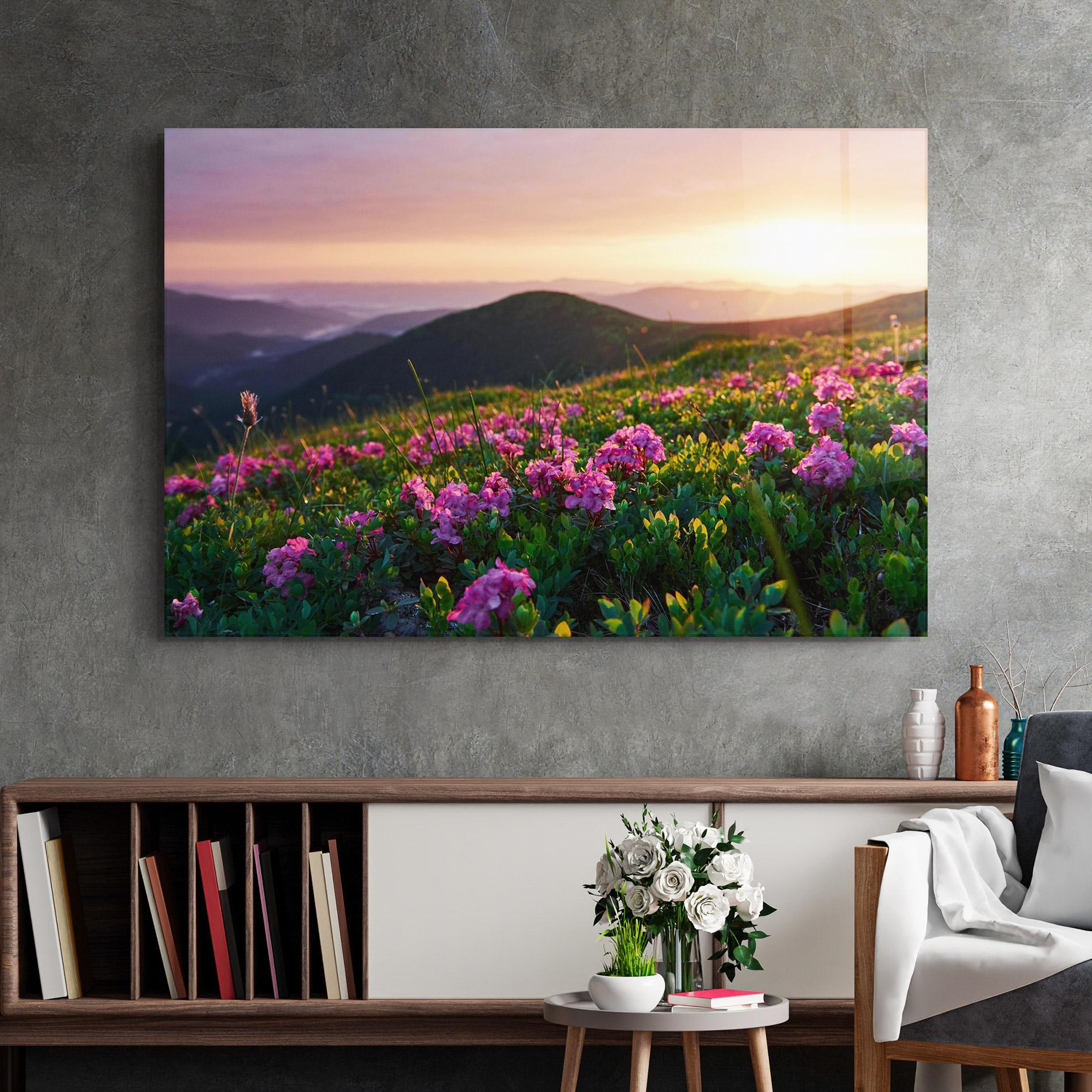 Glasbild Purple Summer Flowers mockup 2