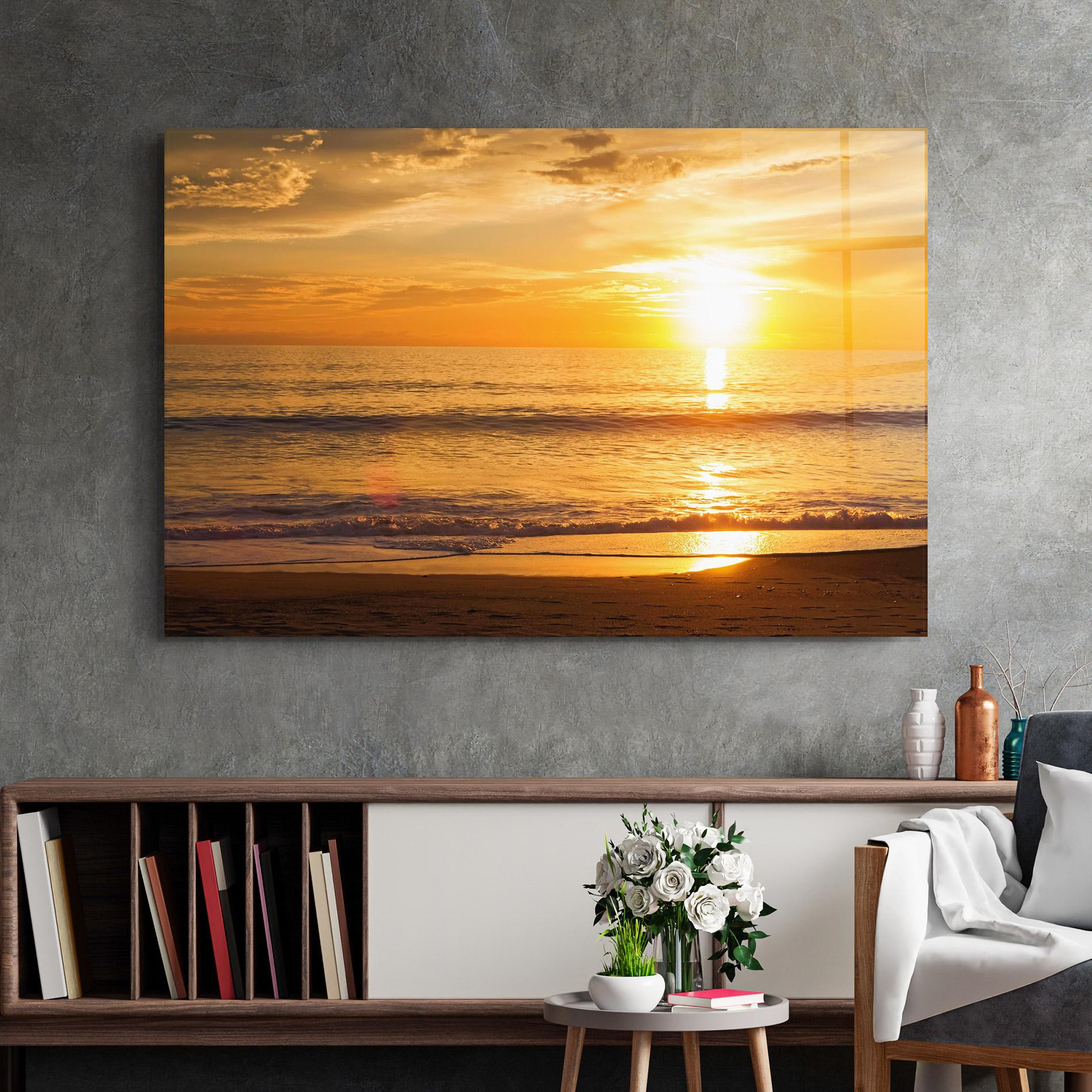 Glasbild Sunset Ocean Coast mockup 2