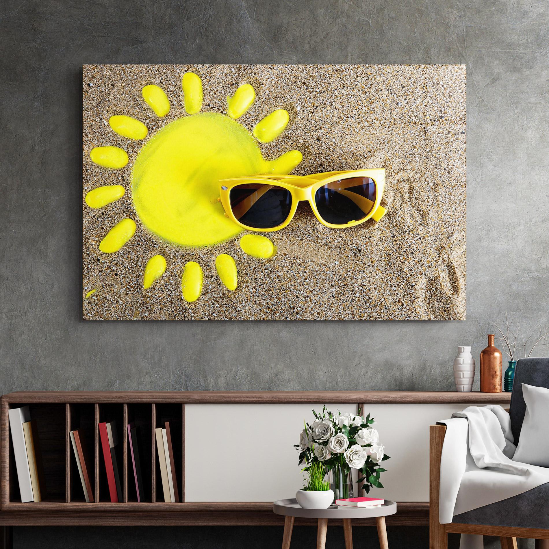 Glasbild Yellow Summer Glasses mockup 2