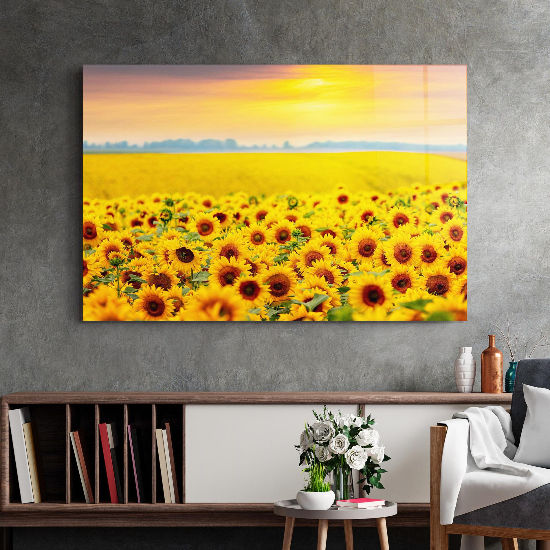 Glasbild Yellow Sunflowers mockup 2