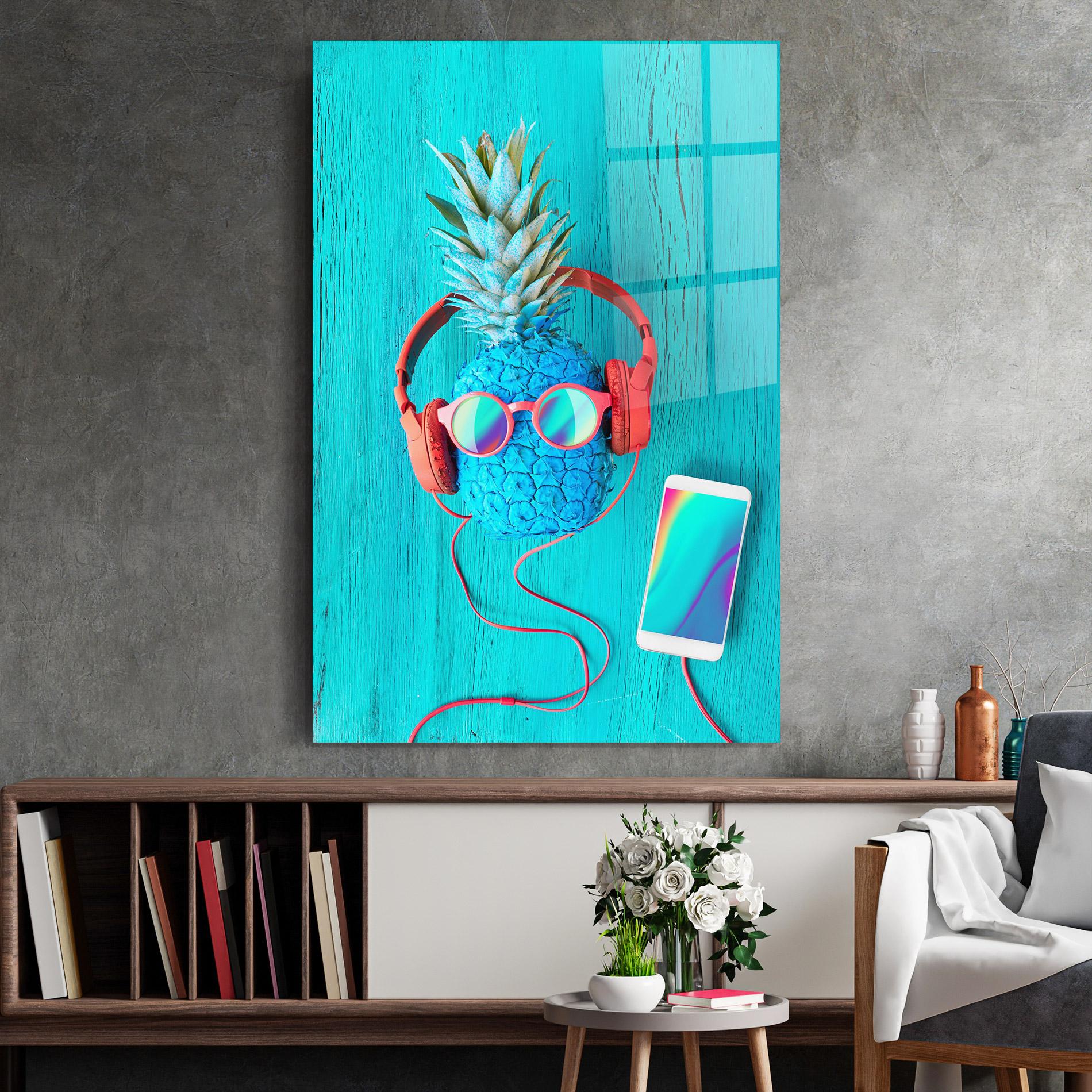 Glasbild Blue Pineapple mockup 2