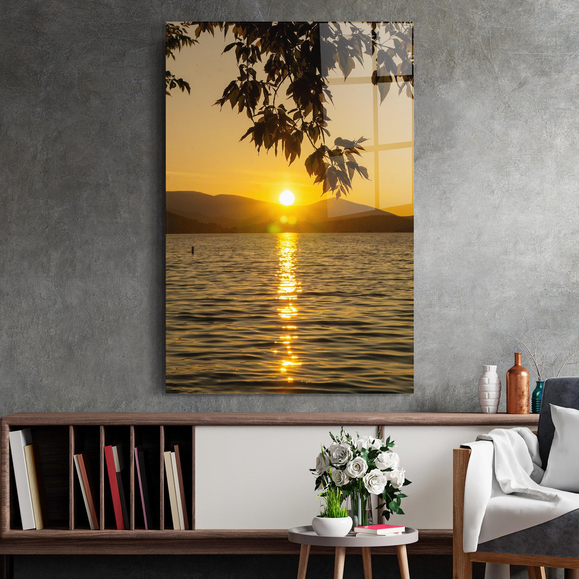 Glasbild Yellow Sunrise mockup 2