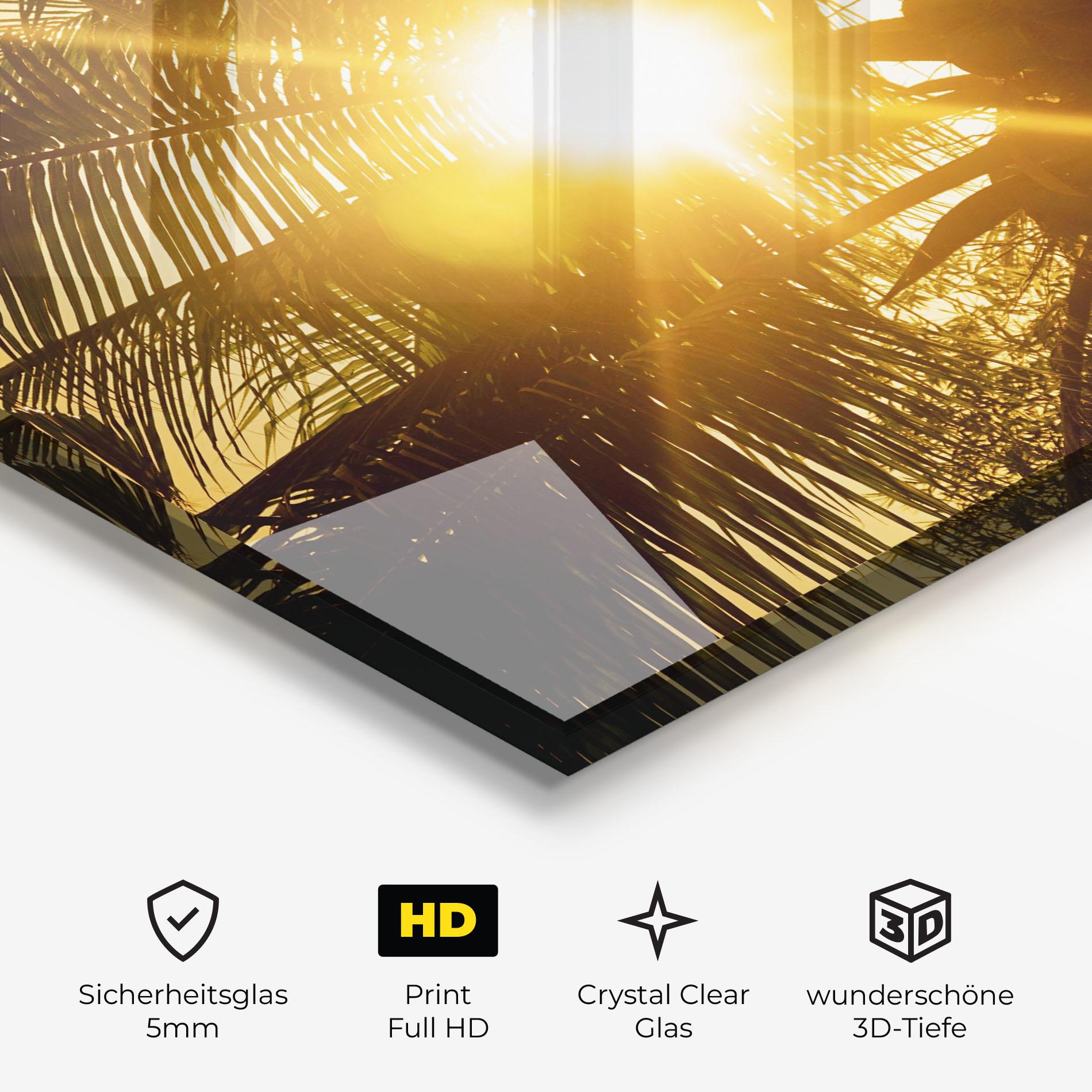 Glasbild Palm Trees Sun mockup 3