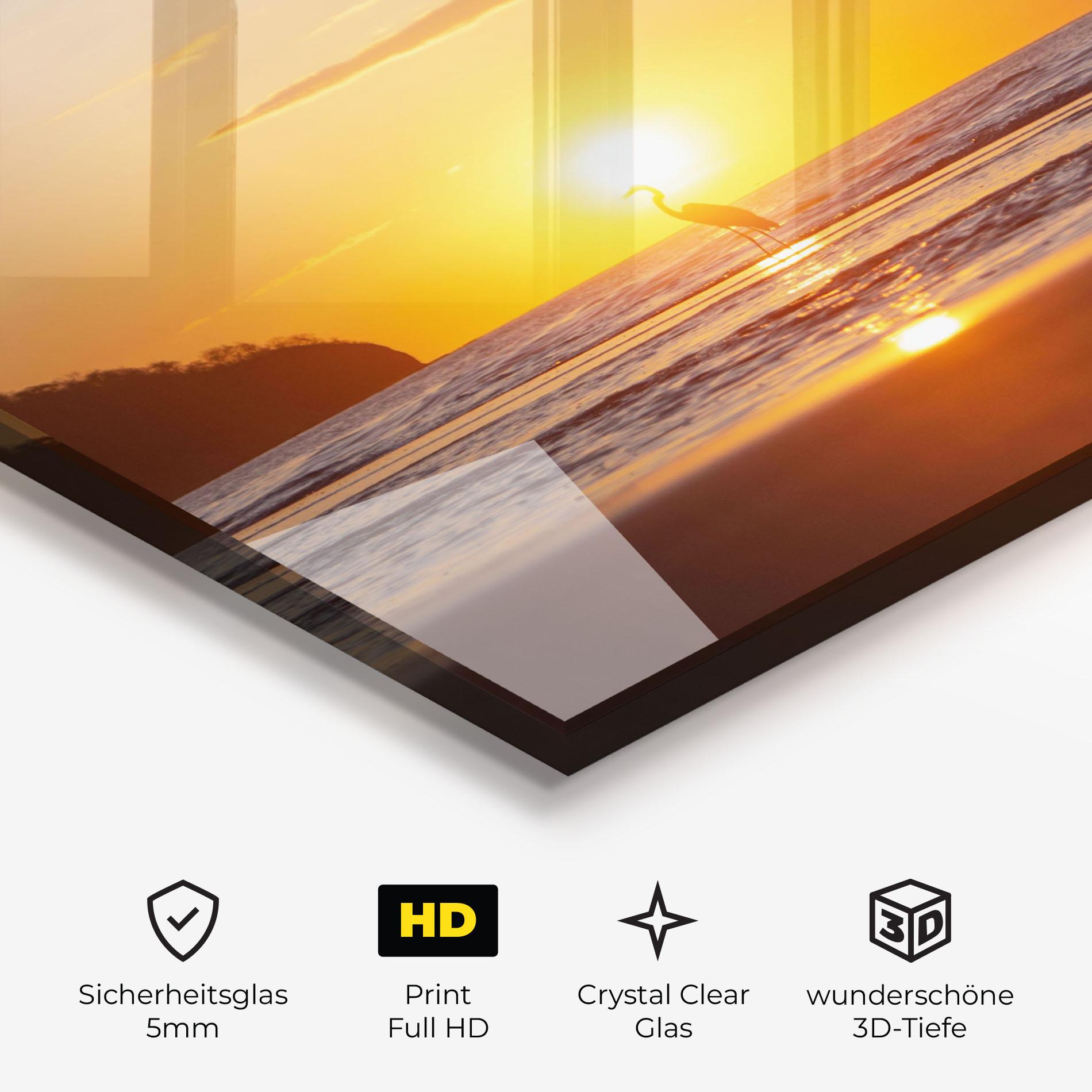 Glasbild Sunset Bird Silhouette mockup 3