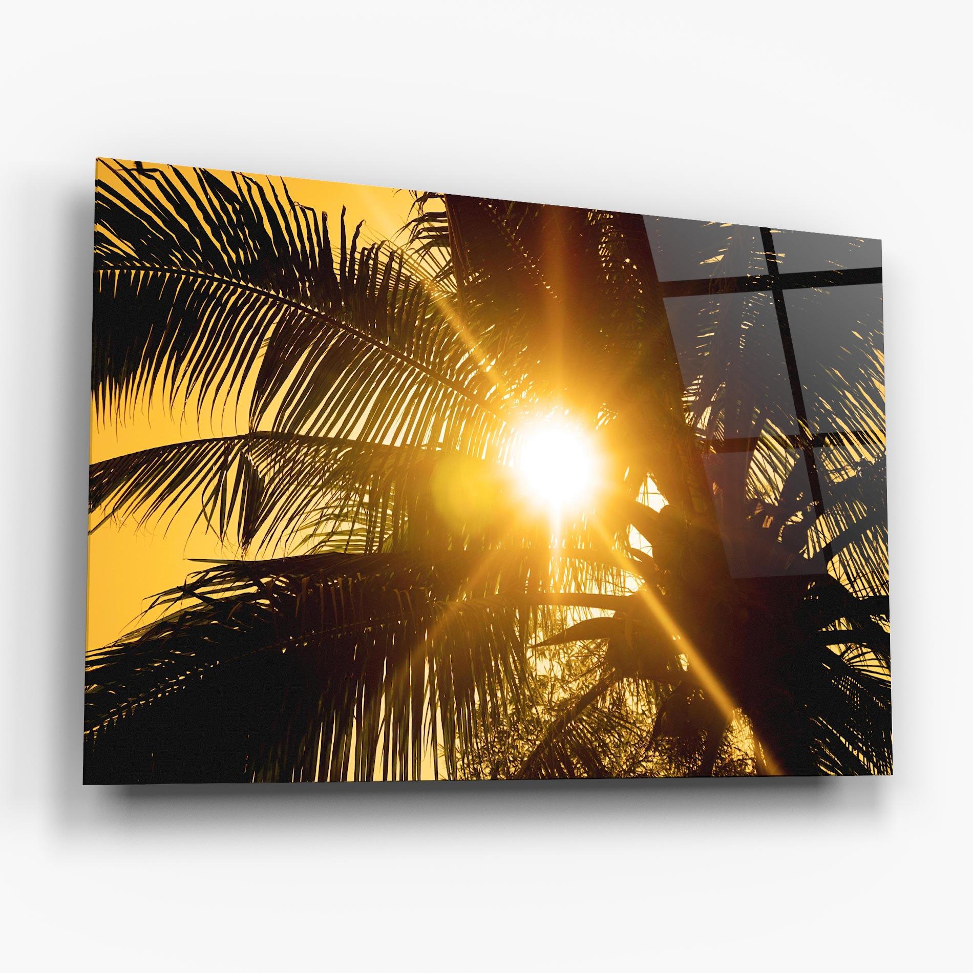 Glasbild Palm Trees Sun mockup 6