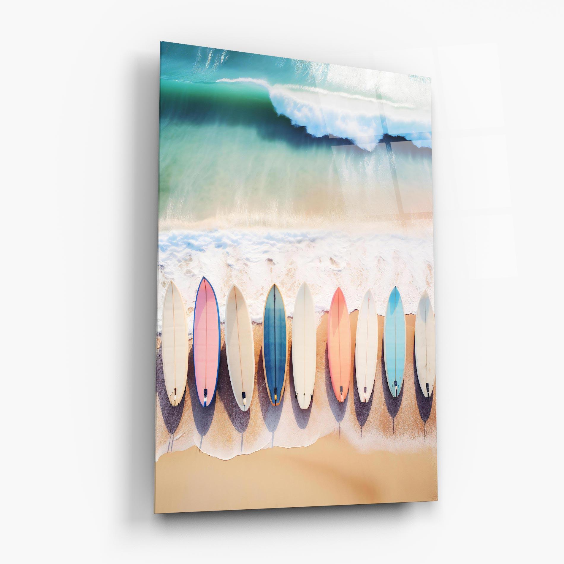 Glasbild Surfboards Beach mockup 6