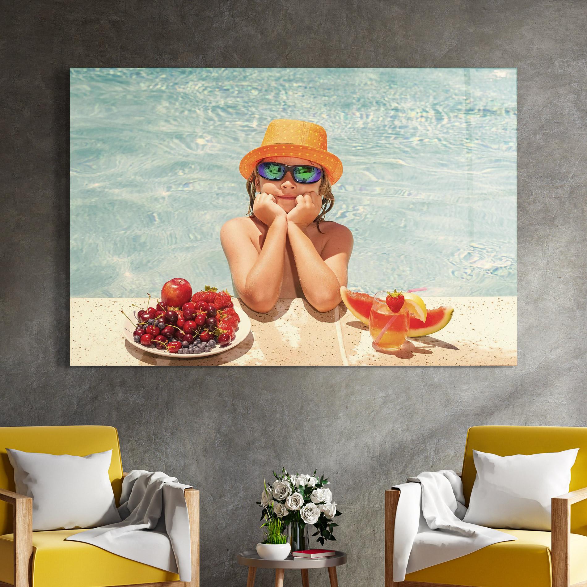 Glasbild Child Swimming mockup 4