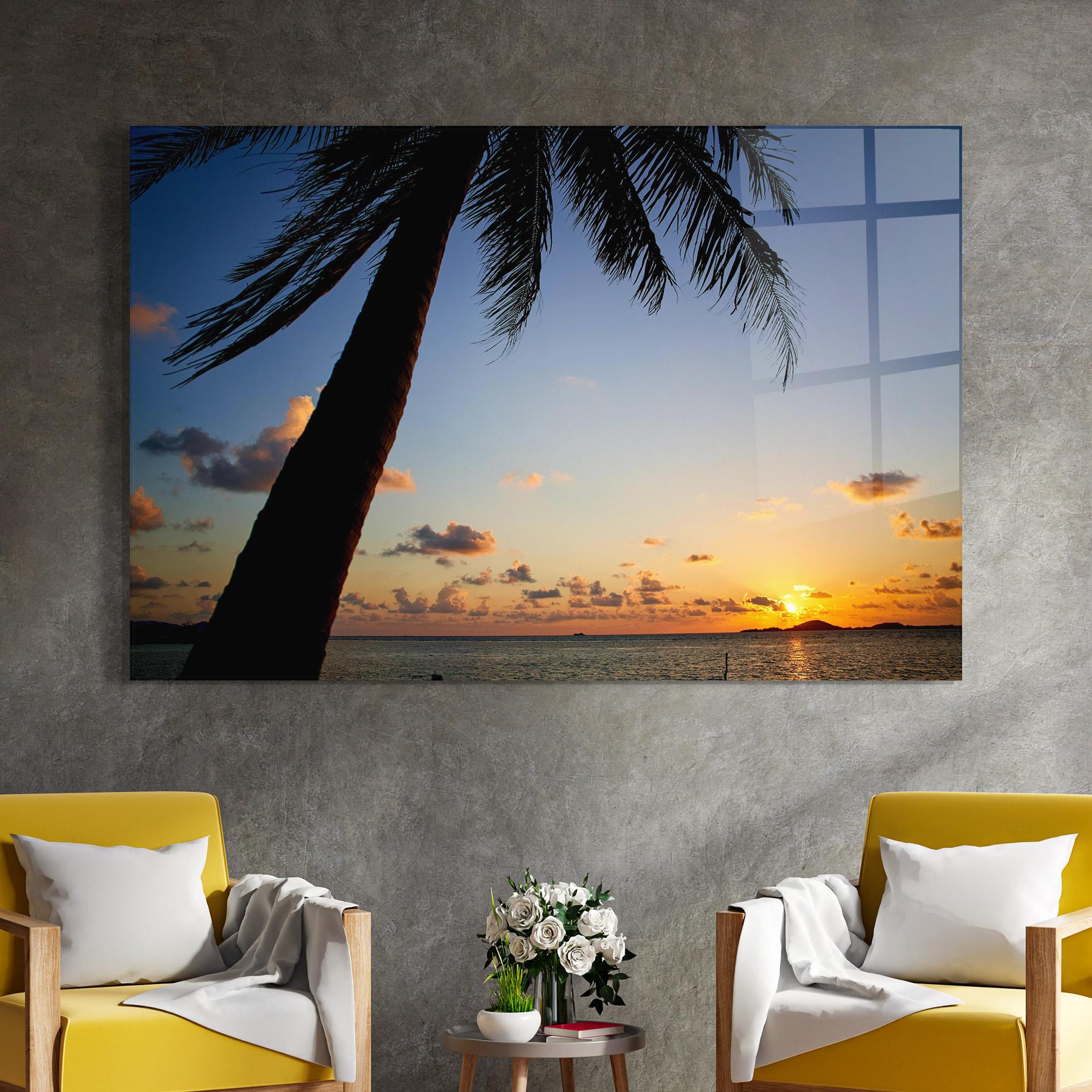 Glasbild Palm Tree Silhouette mockup 4