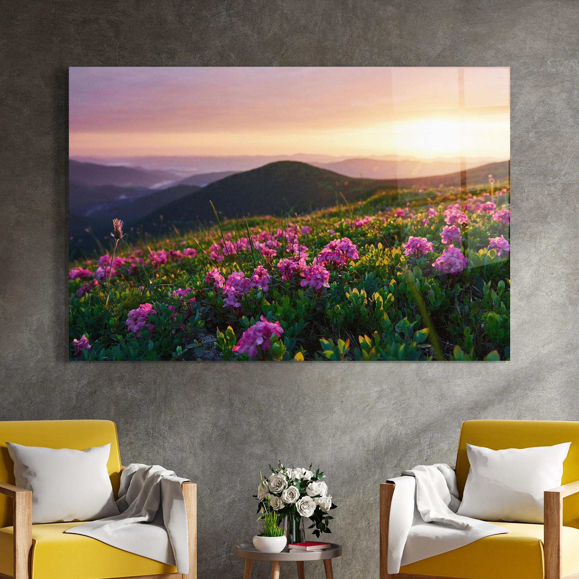 Glasbild Purple Summer Flowers mockup 4