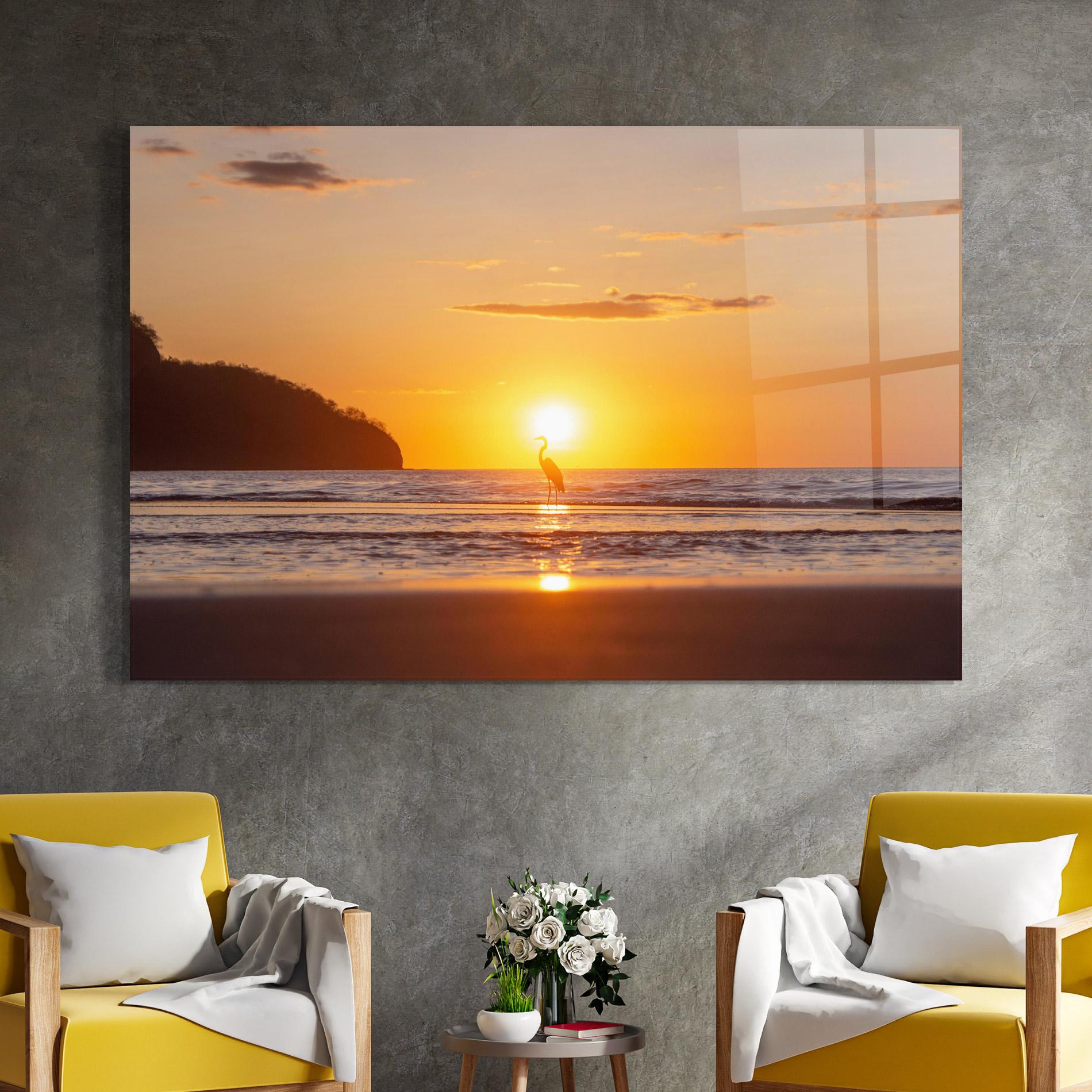 Glasbild Sunset Bird Silhouette mockup 4