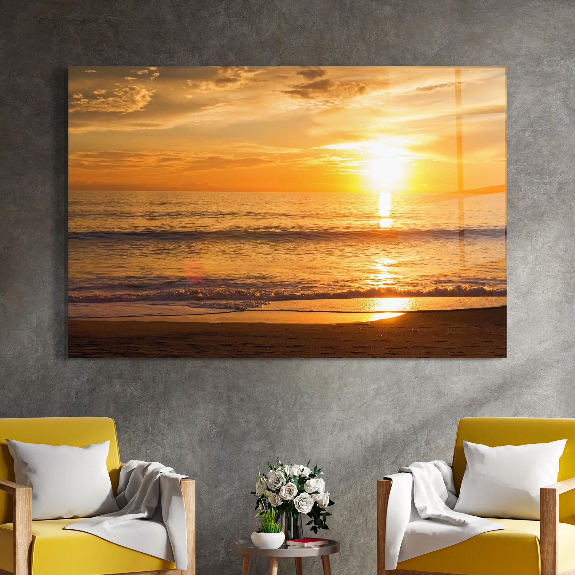Glasbild Sunset Ocean Coast mockup 4