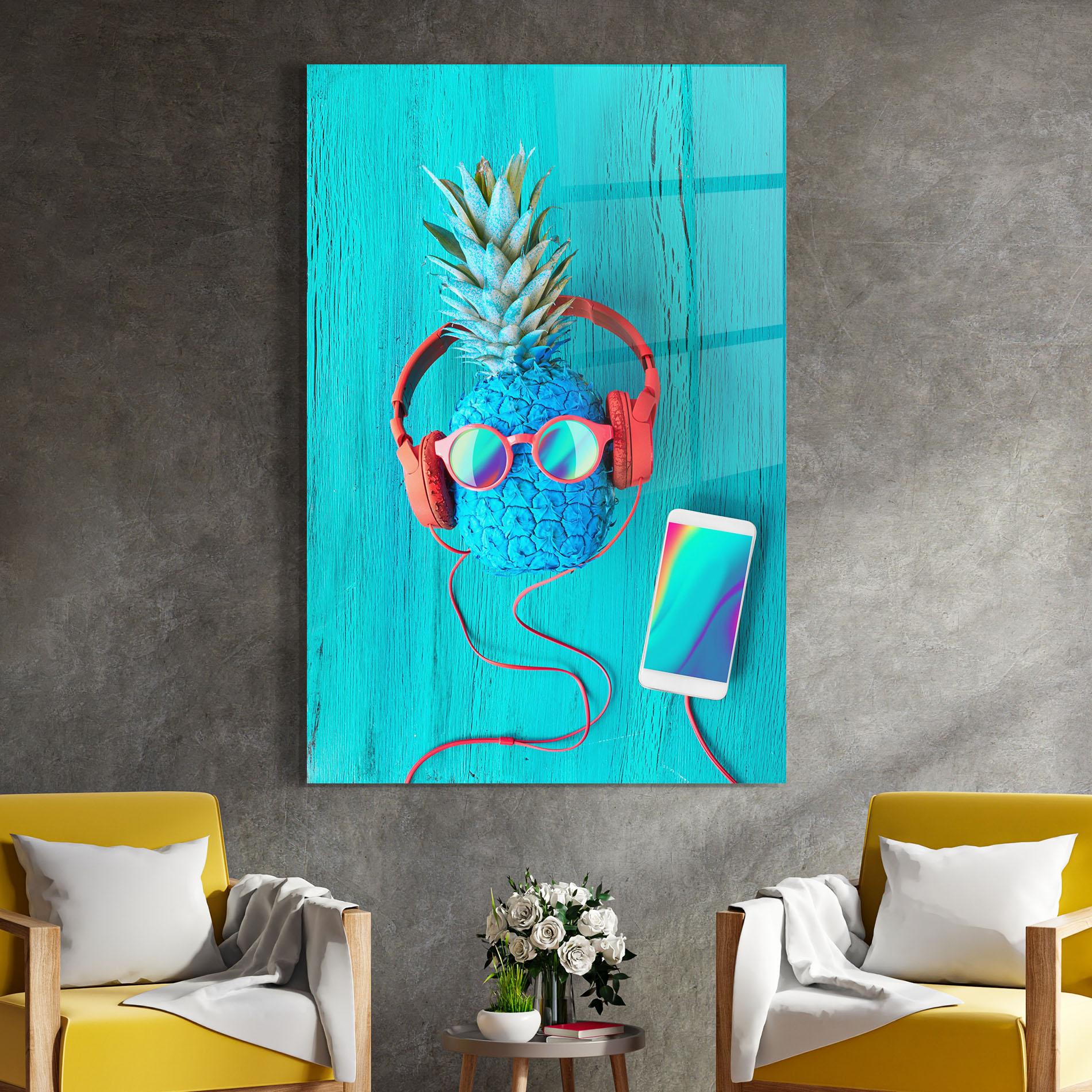 Glasbild Blue Pineapple mockup 4