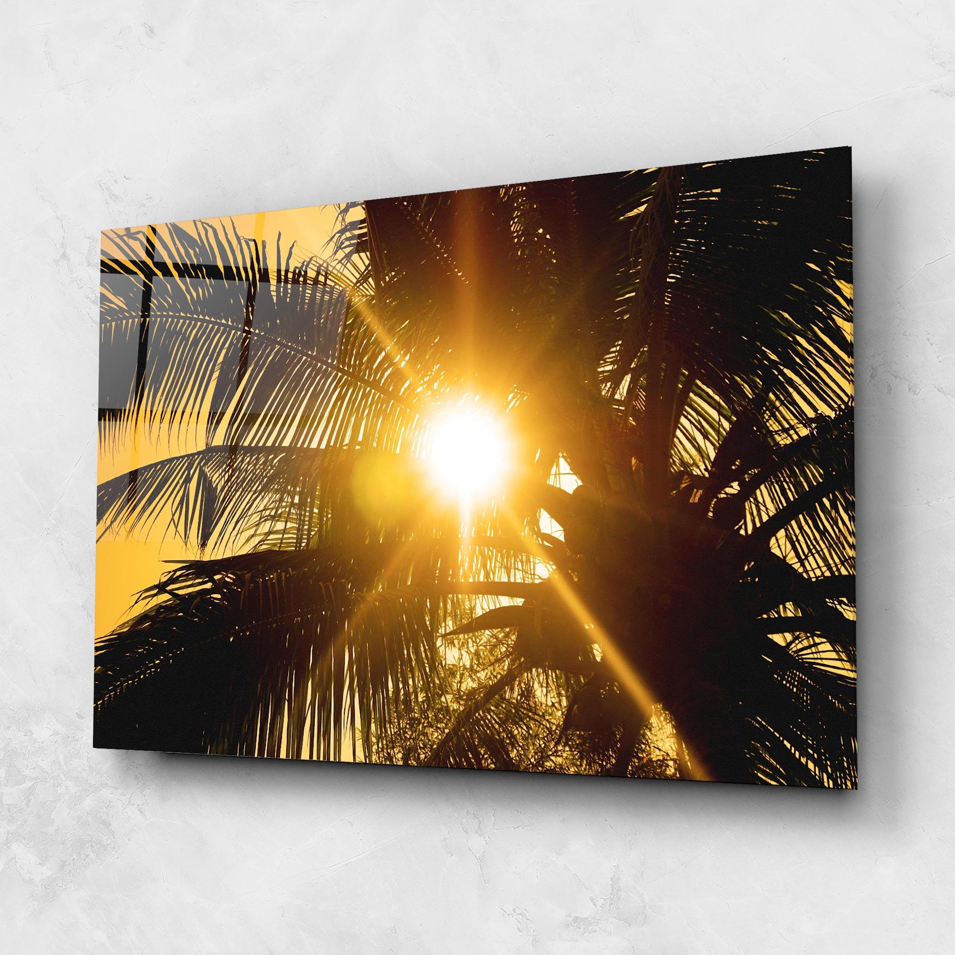 Glasbild Palm Trees Sun mockup 1