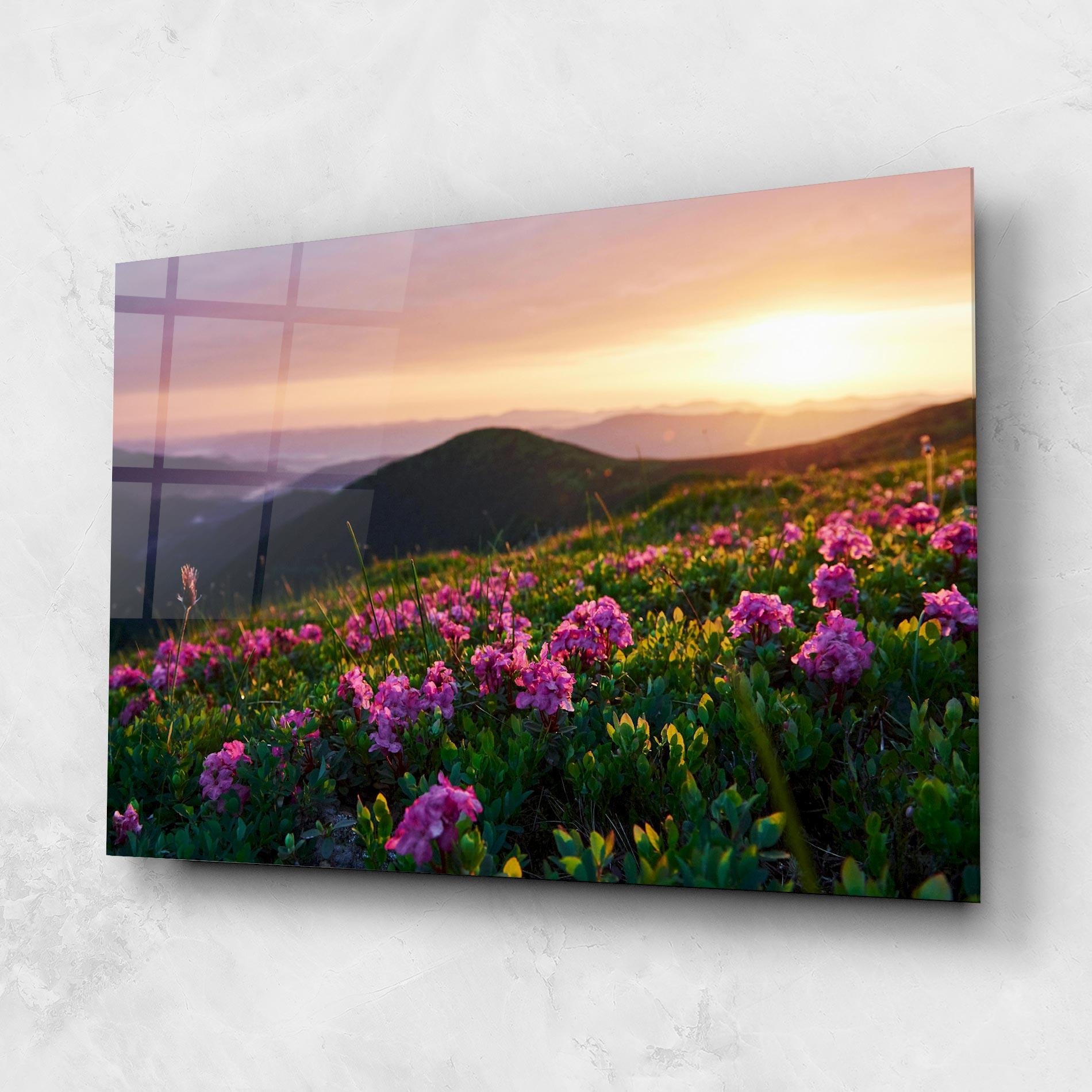 Glasbild Purple Summer Flowers mockup 1