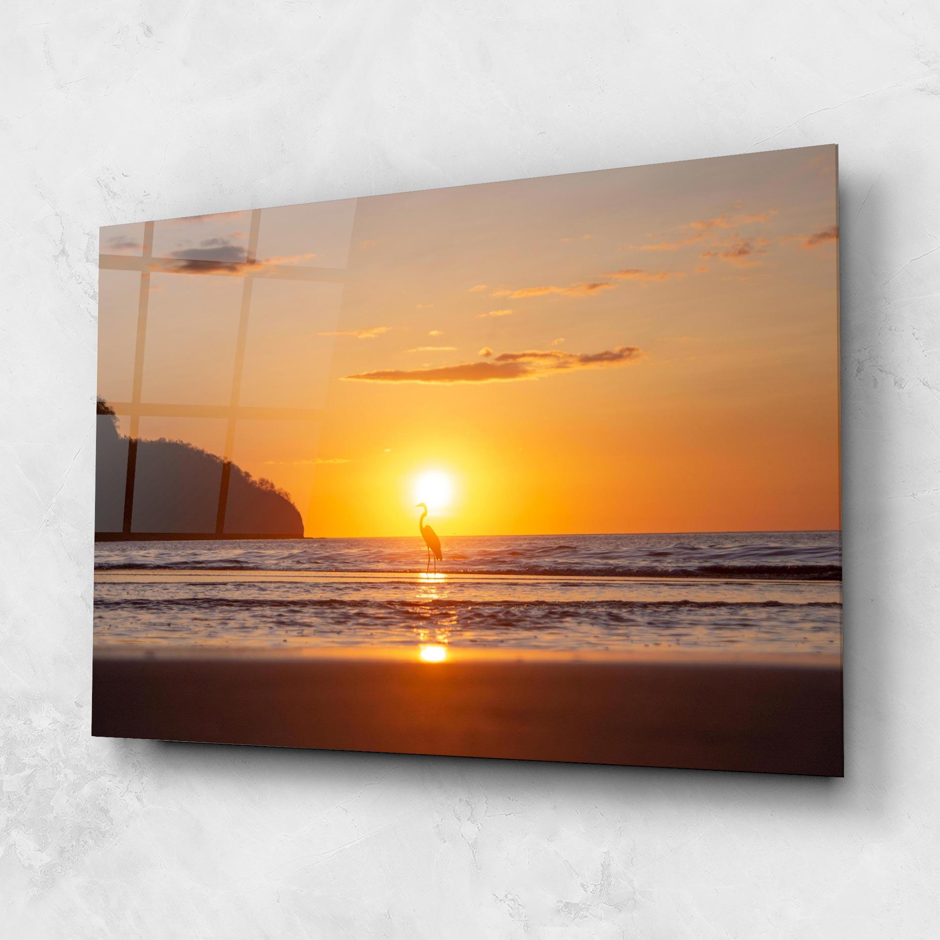 Glasbild Sunset Bird Silhouette mockup 1