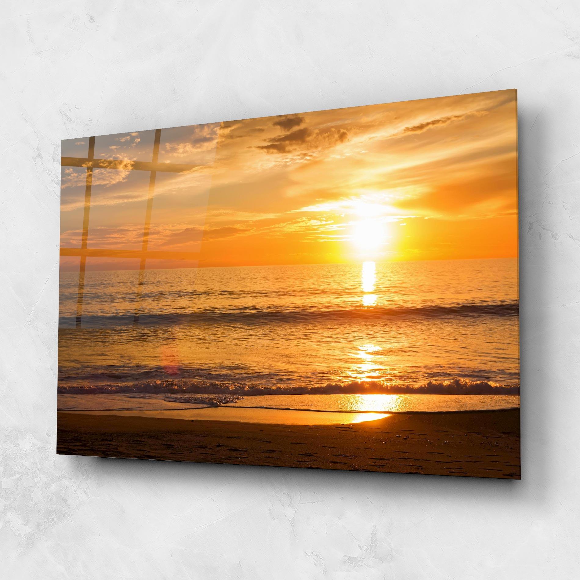 Glasbild Sunset Ocean Coast mockup 1