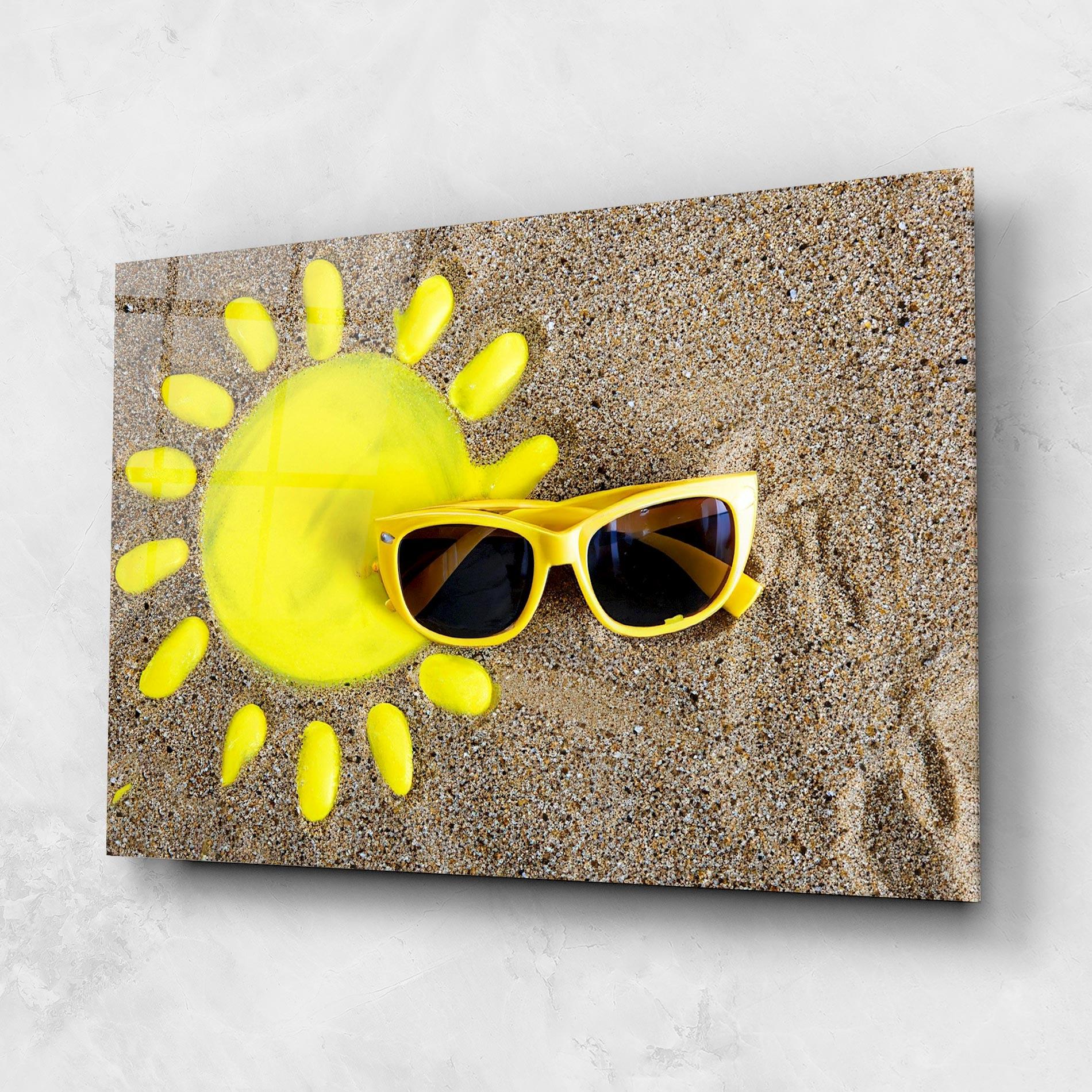 Glasbild Yellow Summer Glasses mockup 1
