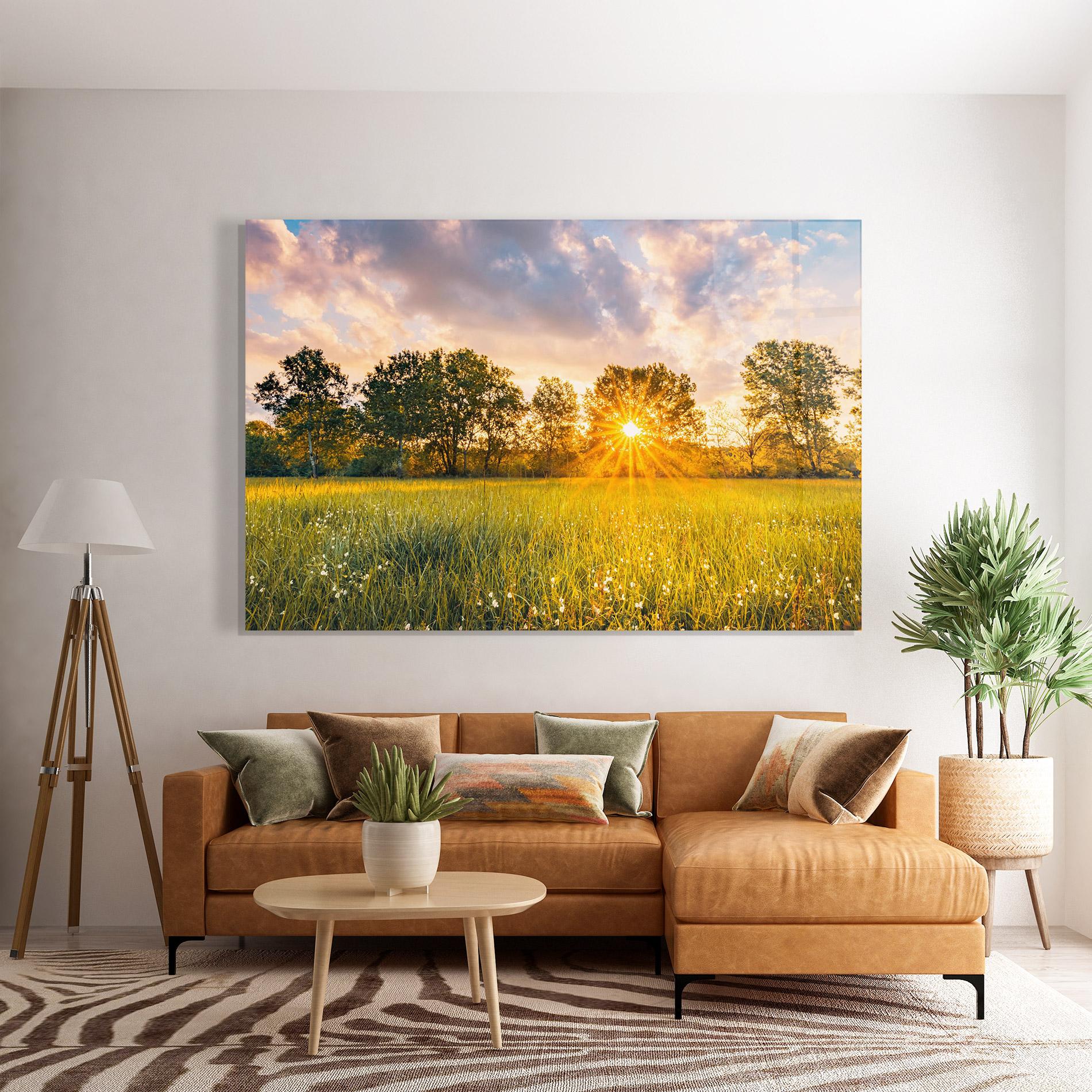 Glasbild Blossoming Meadow mockup 7