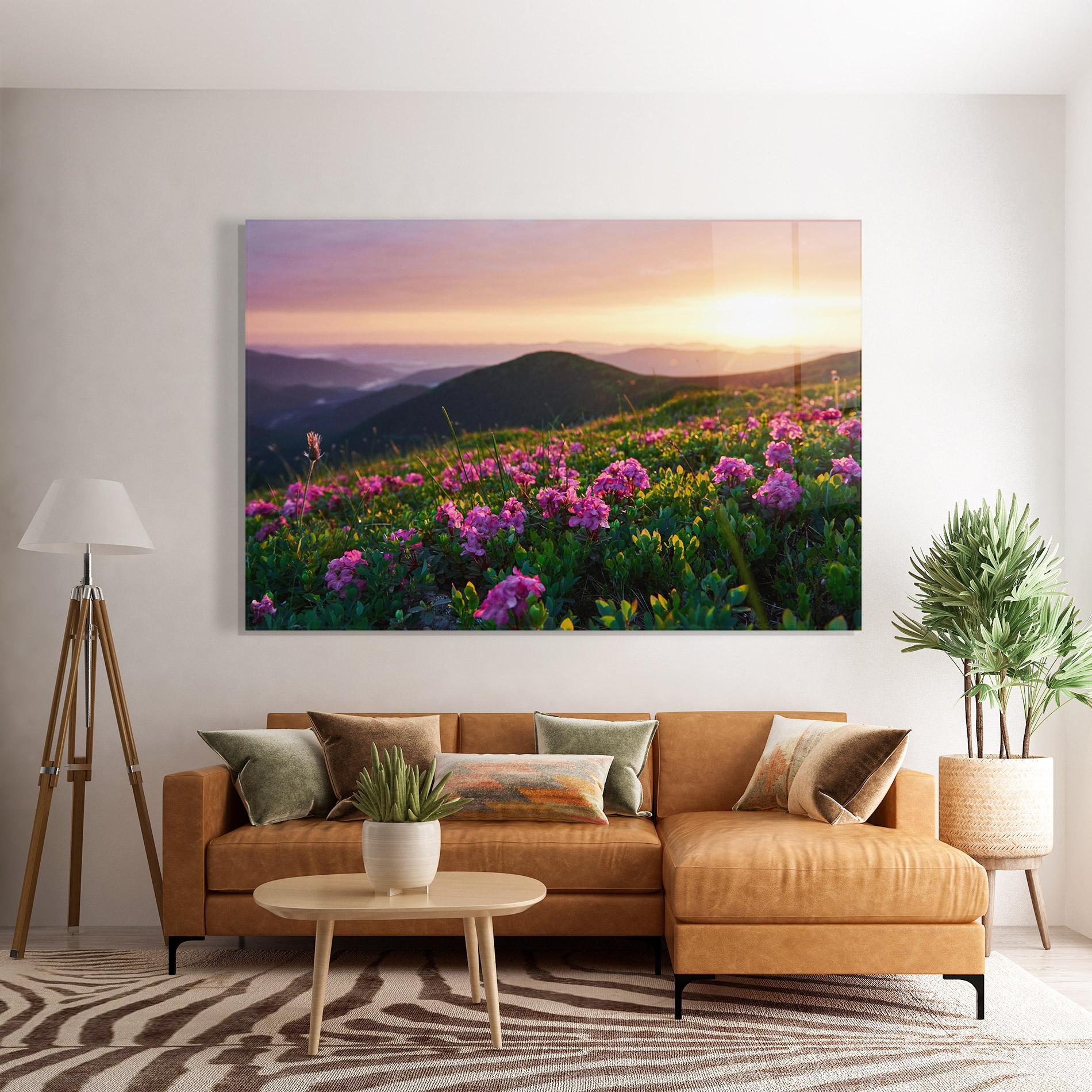 Glasbild Purple Summer Flowers mockup 7